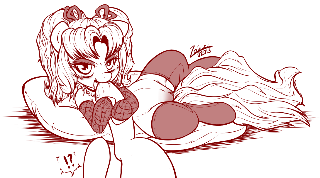 equine female feral fishnet hoof_fetish hoof_lick horse licking my_little_pony nude original_character pony pussy silk_snare stockings tongue zajice