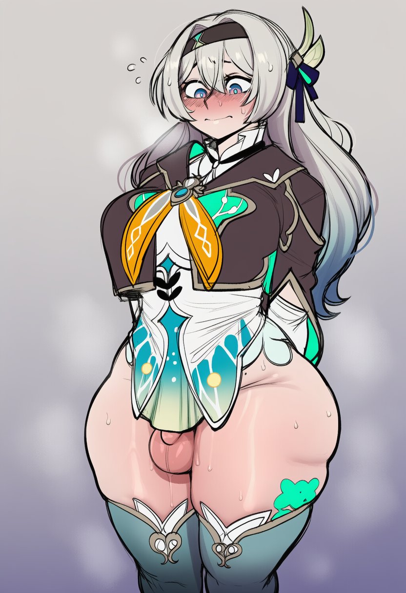 1futa, ai generated, blush, breasts, firefly (honkai: star rail), flaccid, futanari, honkai: star rail, huge ass, huge breasts, intersex, penis, senko chan1, shy, small penis, small penis futa, tagme