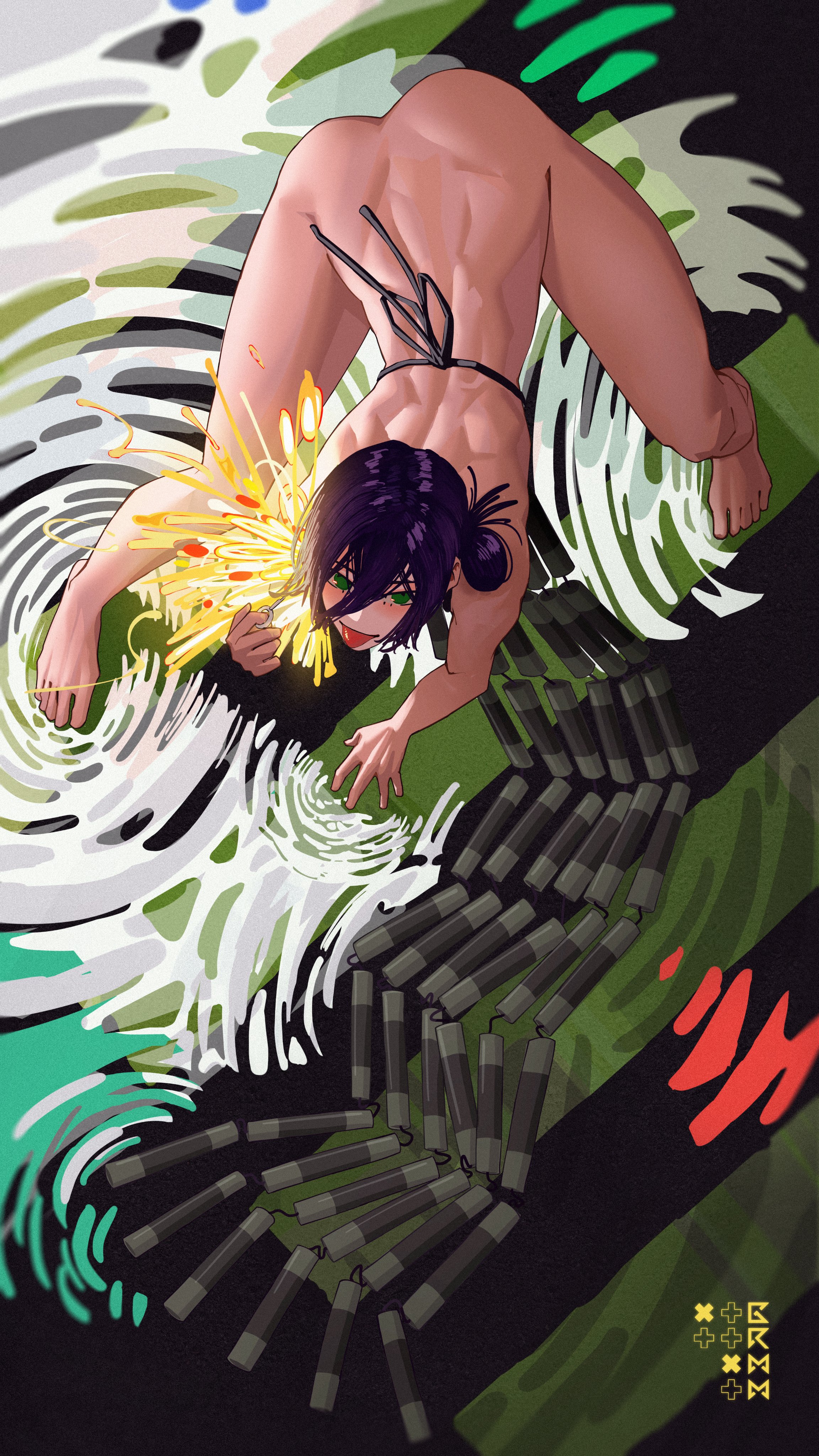 1girls, bomb devil, chainsaw man, feet, female, grmm, naked, reze (chainsaw man), tongue out