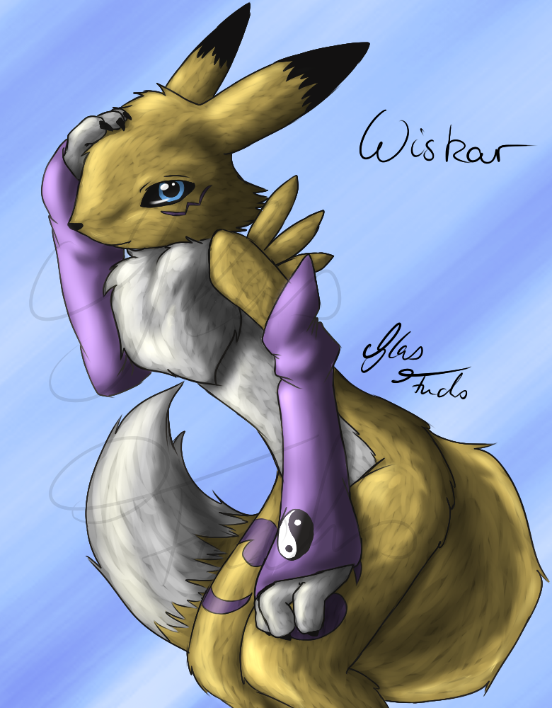 anthro digimon fox fur furry gloves male renamon wiskar