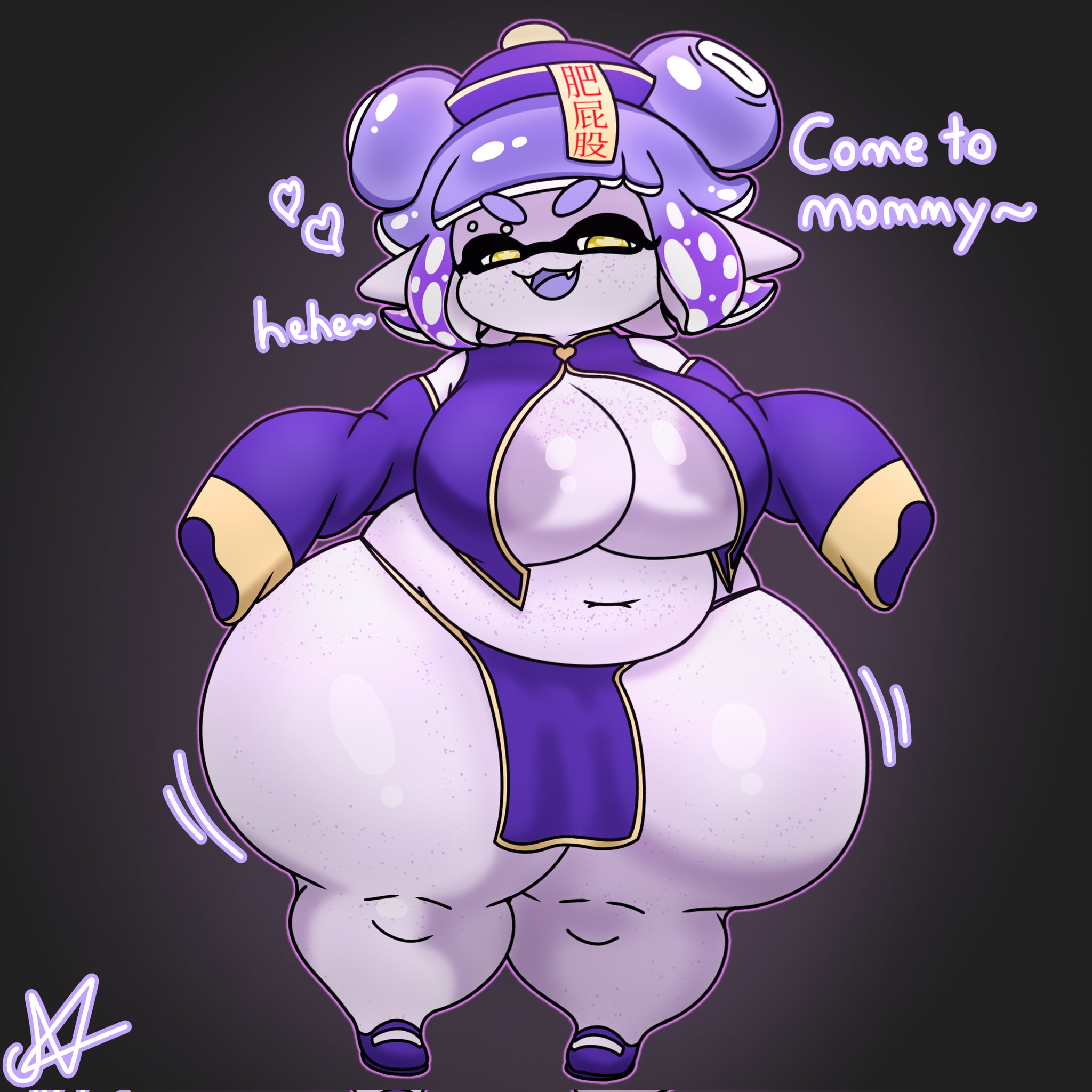 1female, 1girls, 2d, 2d (artwork), 2d artwork, areolae, areolae peeking, artist self-insert, artist signature, asking for sex, big breasts, bottom heavy, bottomless, breasts, chubby, chubby belly, chubby female, cute, cute face, cute fangs, digital media (artwork), fangs, female, freckles, front view, halloween, halloween costume, heart, heart symbol, hips, huge breasts, imminent sex, japanese, japanese clothes, japanese clothing, japanese mythology, jiangshi, jiangshi costume, large hips, large thighs, looking at viewer, mommy kink, motion lines, nintendo, nithly, nitnat, oc, original character, oversized clothes, purple areola, purple body, purple clothing, purple skin, self insert, shortstack, simple background, smile, smiling, smiling at viewer, sona, splatoon, splatoon (series), splatoon oc, stubby legs, sultry, sultry eyes, sultry gaze, tease, teasing, teasing viewer, tentacle, tentacle hair, thick, thick hips, thick legs, thick thighs, thunder thighs, twitter link, wide hips, yellow eyes, zombie, zombie girl