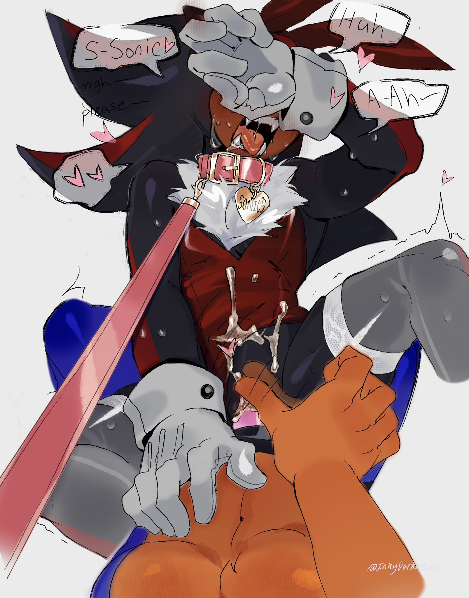 2cuntboys, blush, bunny boy, bunnysuit, chest tuft, clitoral stimulation, covering face, cunnilingus, cuntboy, cuntboy penetrated, cuntboy/cuntboy, dacryphilia, dark-skinned male, dialogue, ear blush, english dialogue, fake animal ears, fangs, gay, gay male, heart, inkydarkn3ss, intersex, intersex/intersex, leash, leash pull, male pov, missionary position, name tag, overstimulation, overwhelmed, pink collar, playboy bunny, pov, rabbit ear hairband, shadow the hedgehog, sonic (series), sonic the hedgehog, sonic the hedgehog (series), stockings, strap-on, stuttering, tongue out, trembling, yaoi