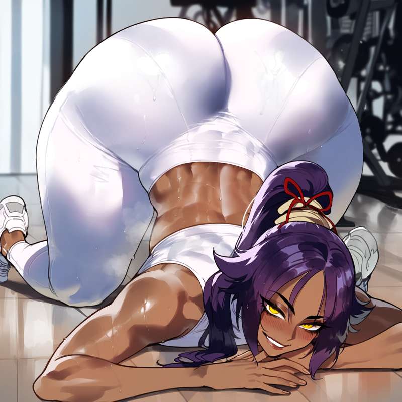 1girls, ai generated, ass, ass focus, big breasts, bleach, breasts, dark-skinned female, dijiai, female, female only, huge ass, shihouin yoruichi, solo, tagme