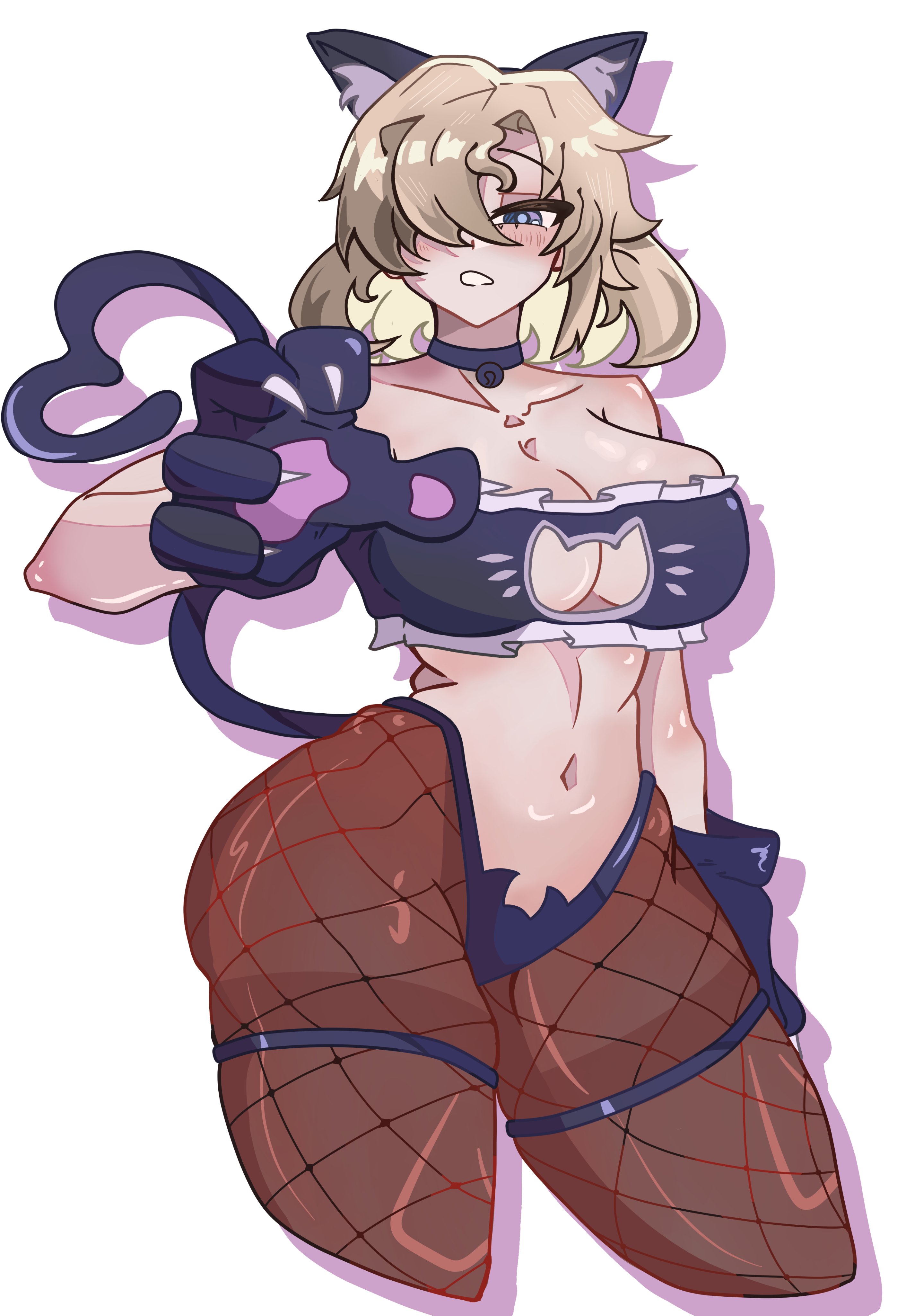 big ass, big butt, big thighs, big titties, breasts, cat bikini, cat ears, cat girl, cat tail, curvaceous, curvaceous female, curvaceous figure, curvy, curvy figure, curvy hips, female, female focus, female only, future princess (guardian tales), guardian tales, short hair, sleepingsoul, yellow hair