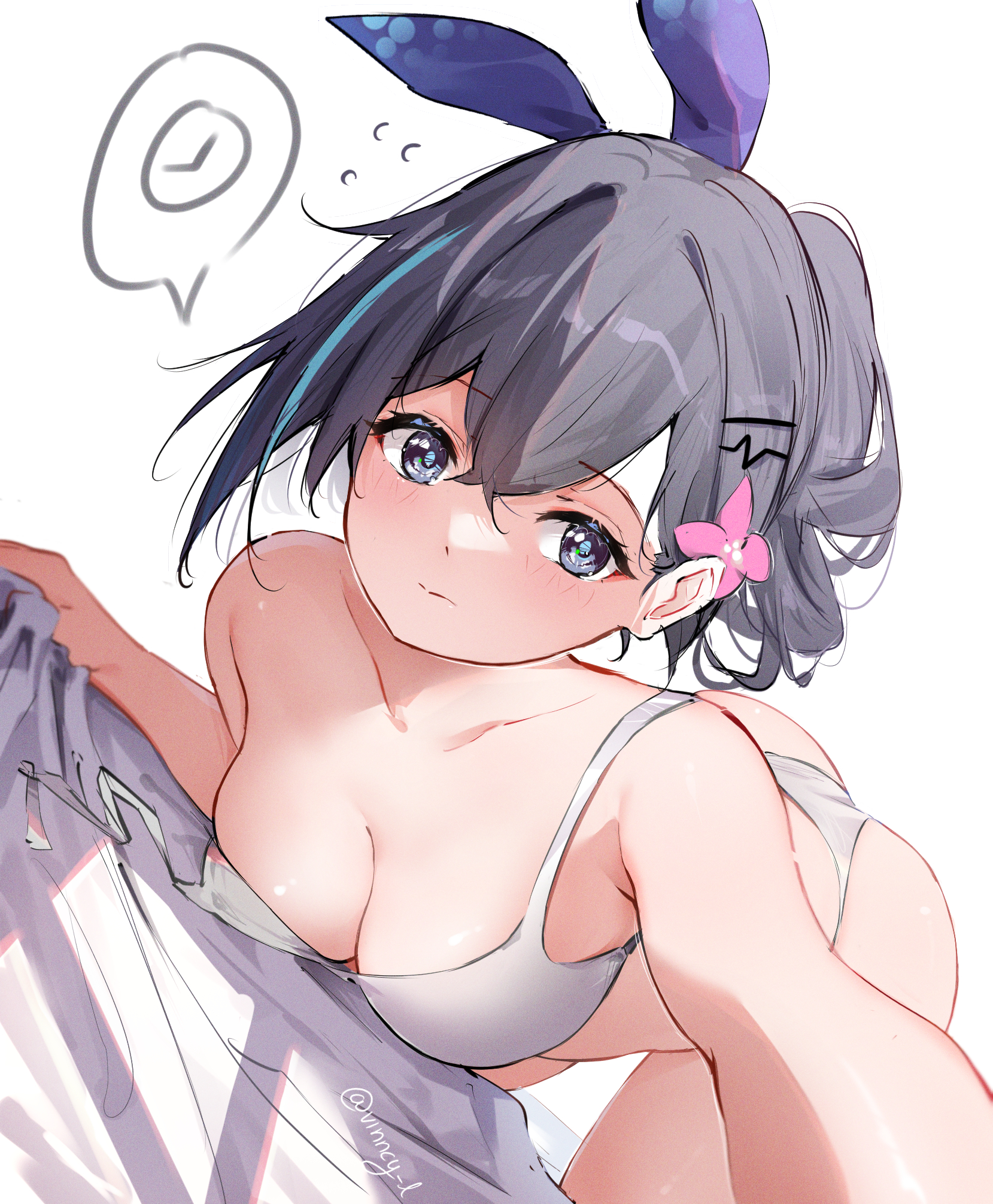 1girls, bed, bent over, blush, bra, female, female focus, honkai: star rail, lingerie, silver wolf (honkai: star rail), vincent leo