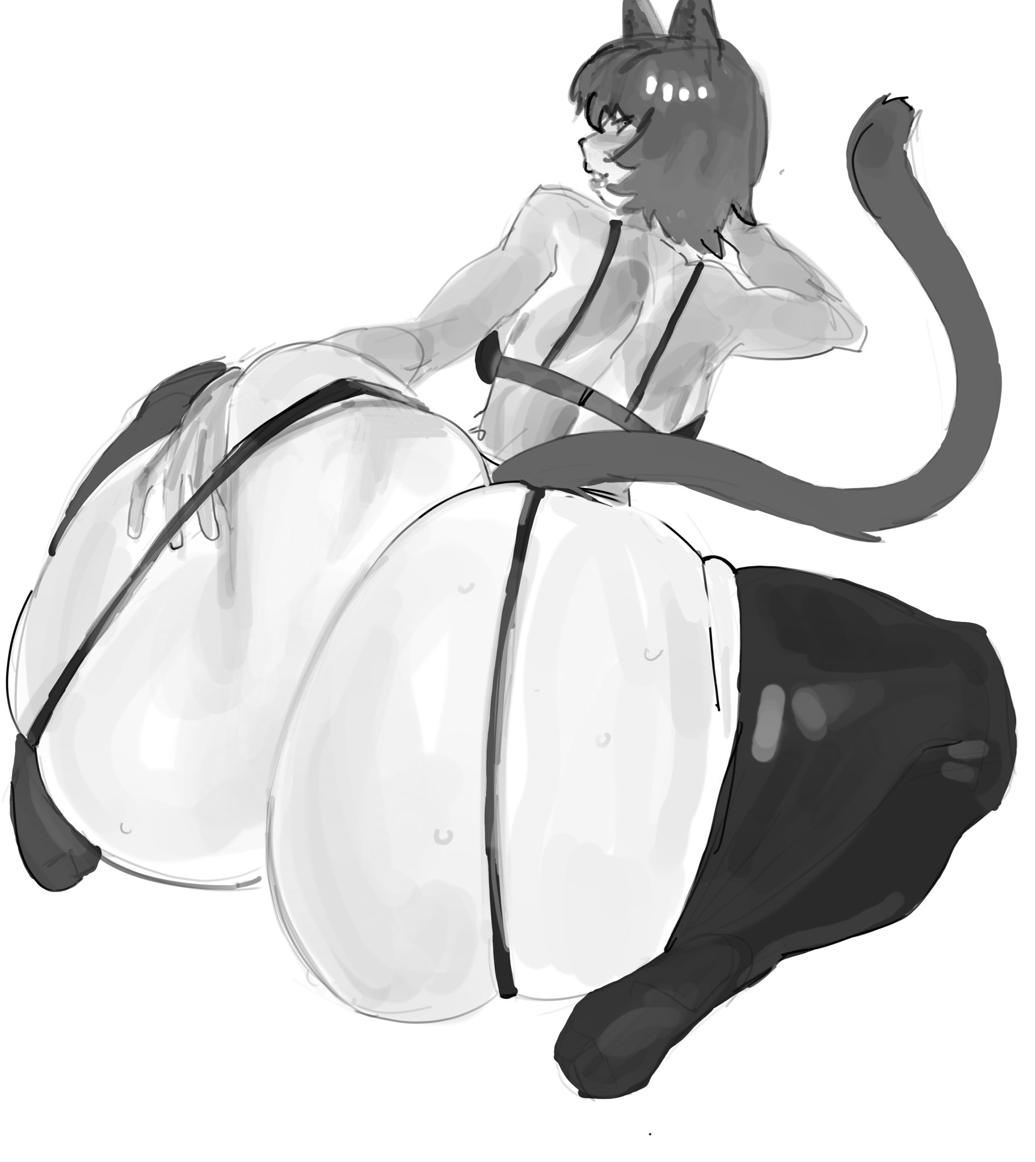 bowlboxer, catgirl, huge ass, khentaiu, kneeling, thick thighs
