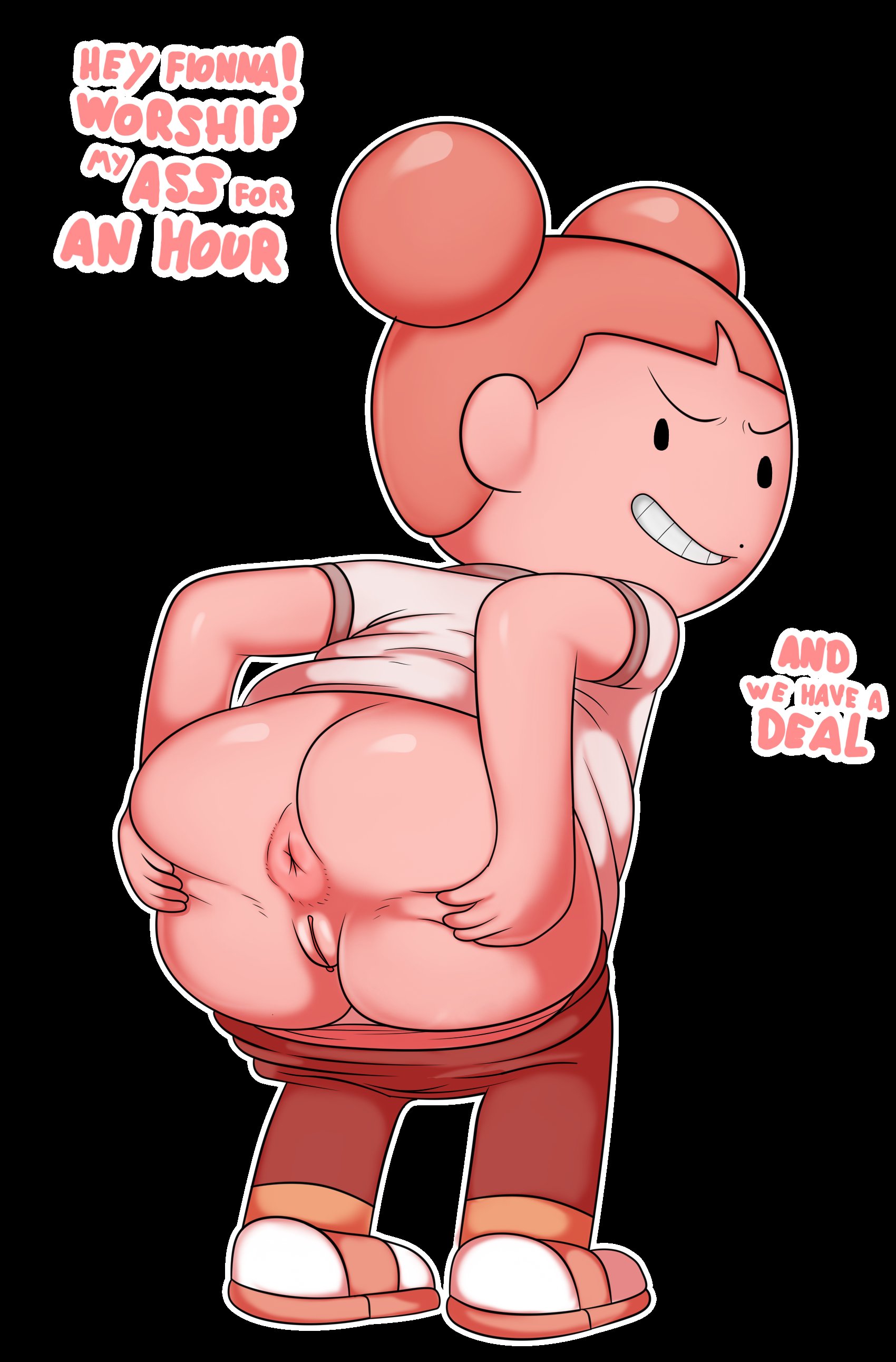 adventure time, adventure time: fionna & cake, anus, ass, big ass, big butt, cartoon network, female, female focus, female only, female penetrated, female penetrating, female penetrating female, female/female, homosexual, homosexual female, homosexual sex, lesbian, lesbian female, lesbian sex, looking at viewer, looking back, mole, mole under eye, oddrich, pants, pants down, pussy, queen of ooo, queenie, rear view, shirt, shoes, smirl, solo