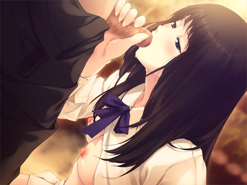 black_hair blush fellatio female game_cg hair innocent_grey kara_no_shoujo long_hair oral sugina_miki uncensored