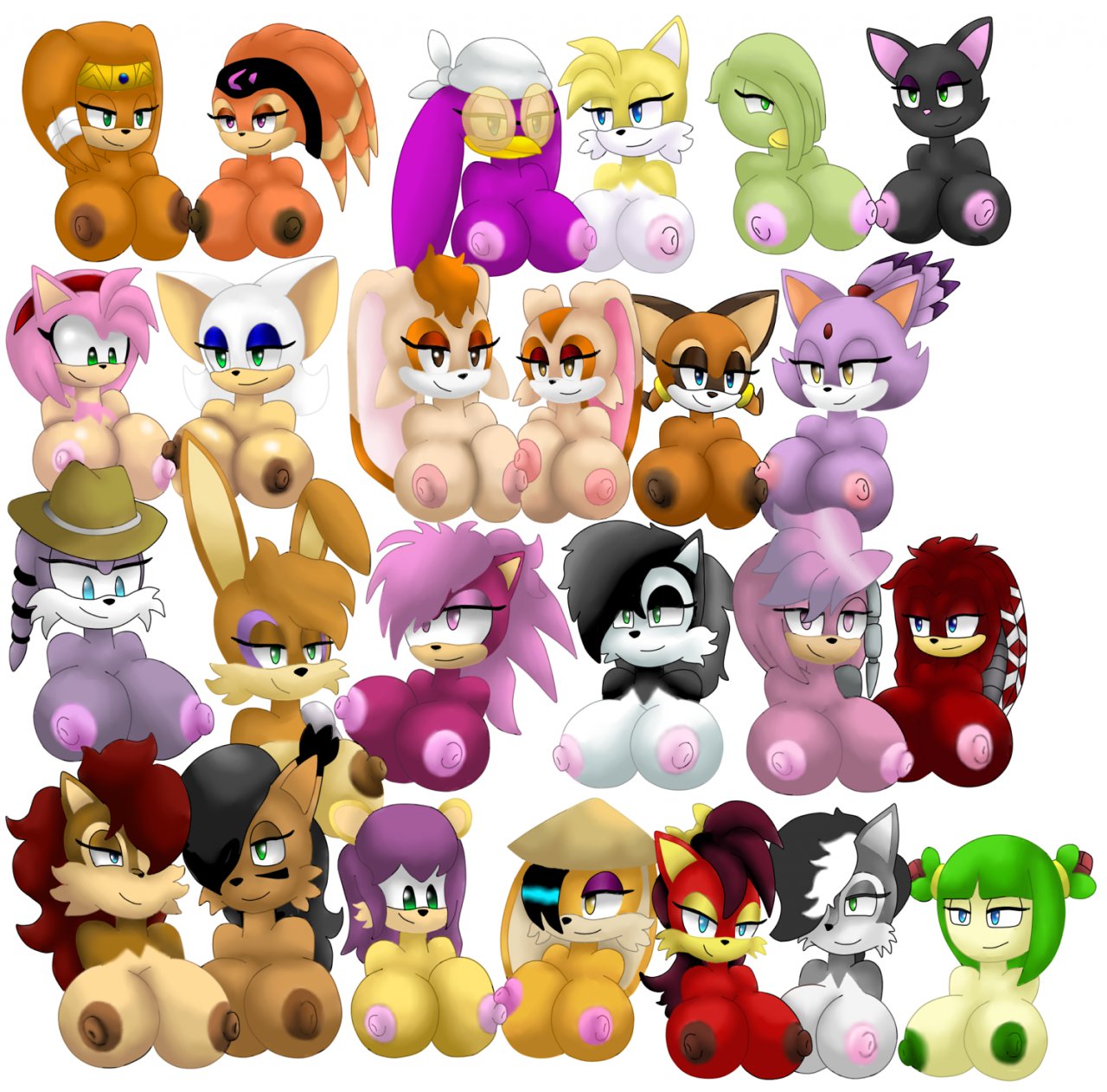 2d amy_rose anthro archie_comics bat bird blaze_the_cat breasts bunnie_rabbot canine cat chipmunk conquering_storm cosmo_the_seedrian cream_the_rabbit duzell echidna feline female female_only fiona_fox fox front_view fur furry furry_only hair hedgehog hershey_the_cat interspecies julie-su lien-da long_hair lupe_the_wolf lynx mammal marine_the_raccoon mina_mongoose mobian mobian_(species) mobian_echidna mongoose monotreme multiple_females mustelid nicole_the_lynx nicolette_the_weasel nipples rabbit raccoon rodent rouge_the_bat rule_63 sally_acorn seedrian sega shade_the_echidna simple_background sonia_the_hedgehog sonic_(series) sonic_adventure sonic_satam sonic_the_hedgehog_(archie) sonic_the_hedgehog_(comics) sonic_the_hedgehog_(series) sonic_underground swallow tikal_the_echidna uncensored vanilla_the_rabbit viverrid wave_the_swallow weasel white_background wolf