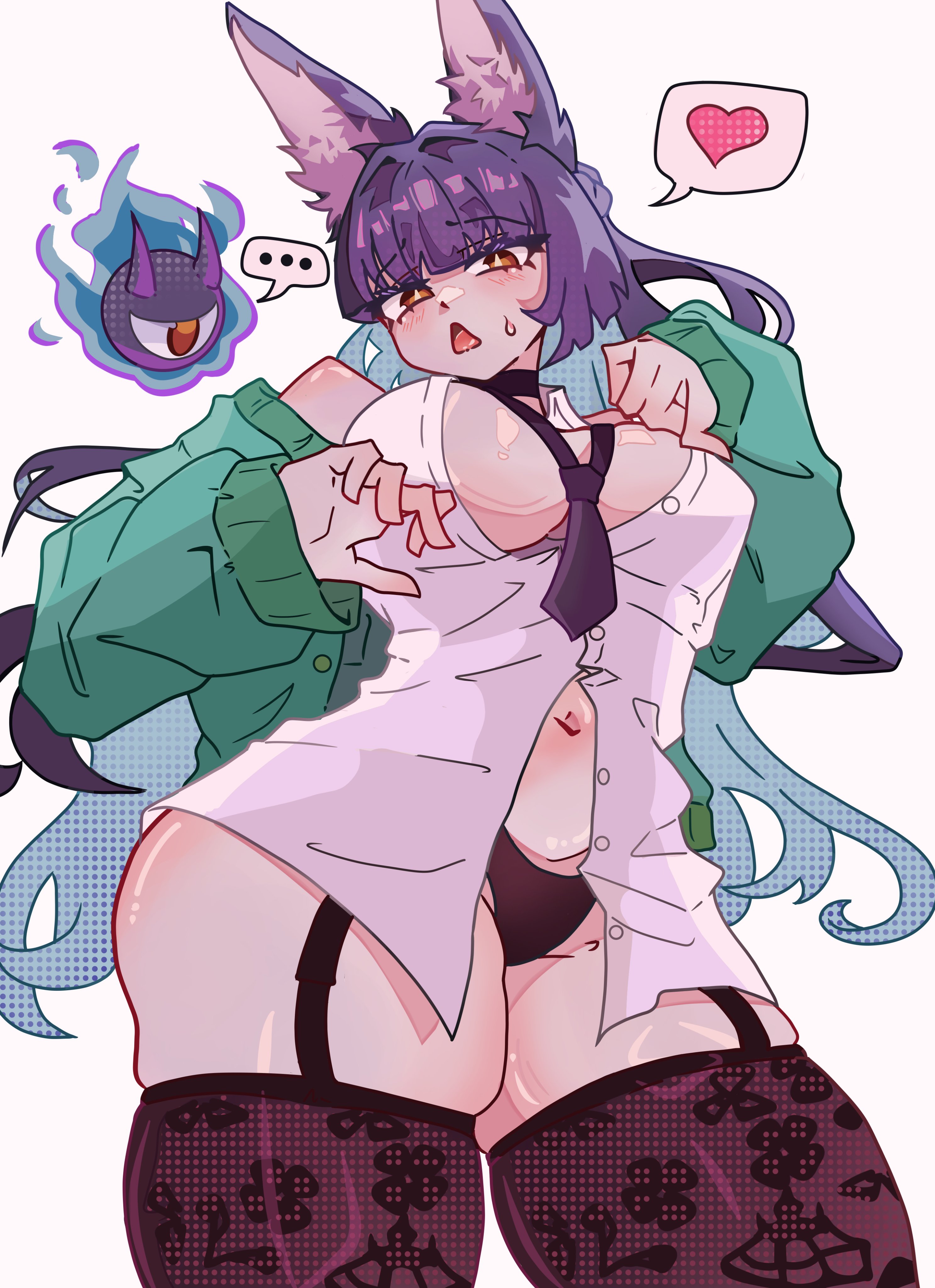 animal ears, big ass, big butt, big thighs, big titties, black hair, breasts, curvaceous, curvaceous female, curvaceous figure, curvy, curvy figure, curvy hips, female, female focus, female only, hoshimi miyabi, long hair, mihoyo, sleepingsoul, underwear, zenless zone zero