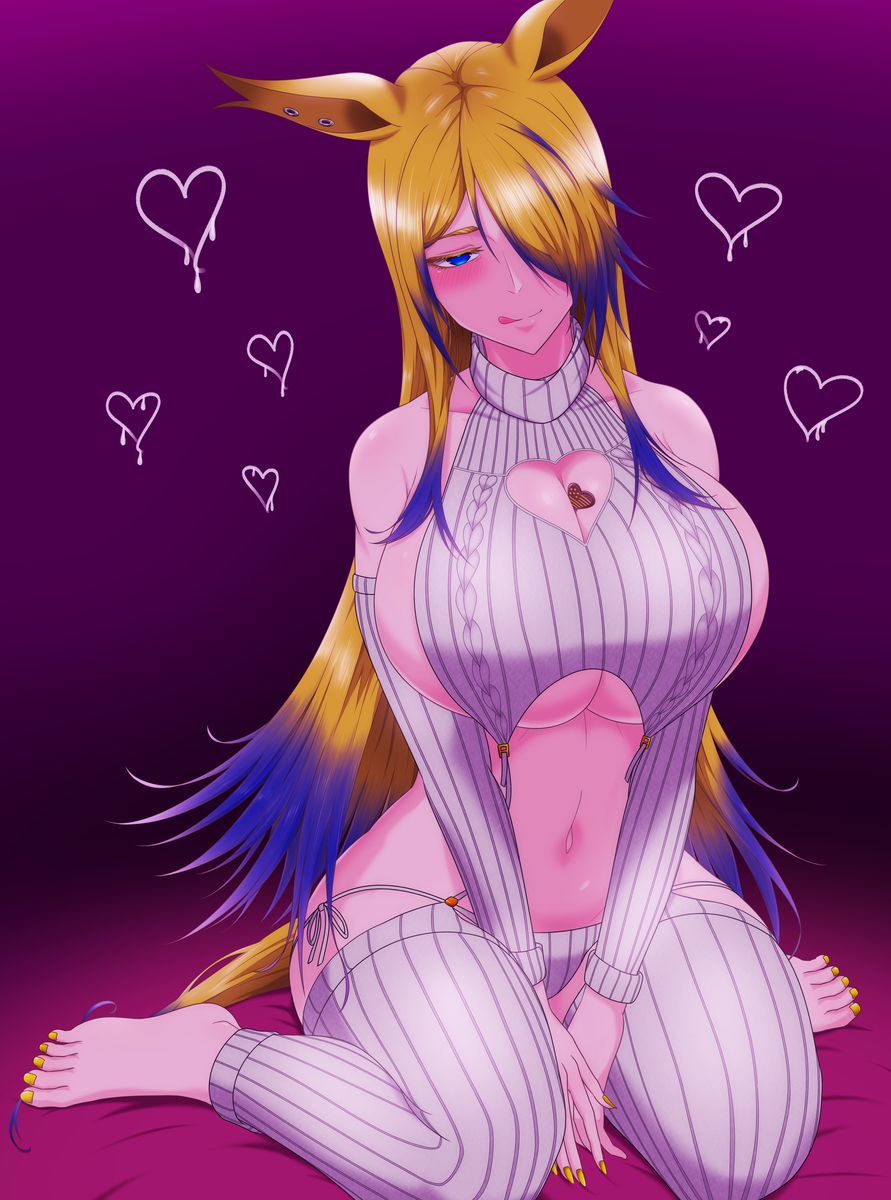 chocolate on breasts, licking lips, noooube, obey your master (umamusume), tagme, umamusume, umamusume pretty derby, umamusume: cinderella gray, virgin killer sweater