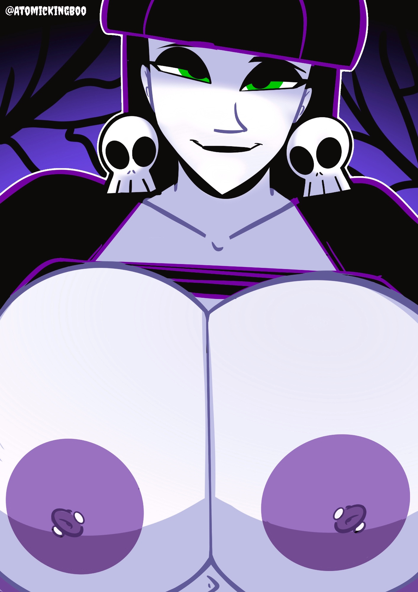 atomickingboo, breasts, female, goth, goth girl, huge breasts, lindel dollice quilten, original, original character