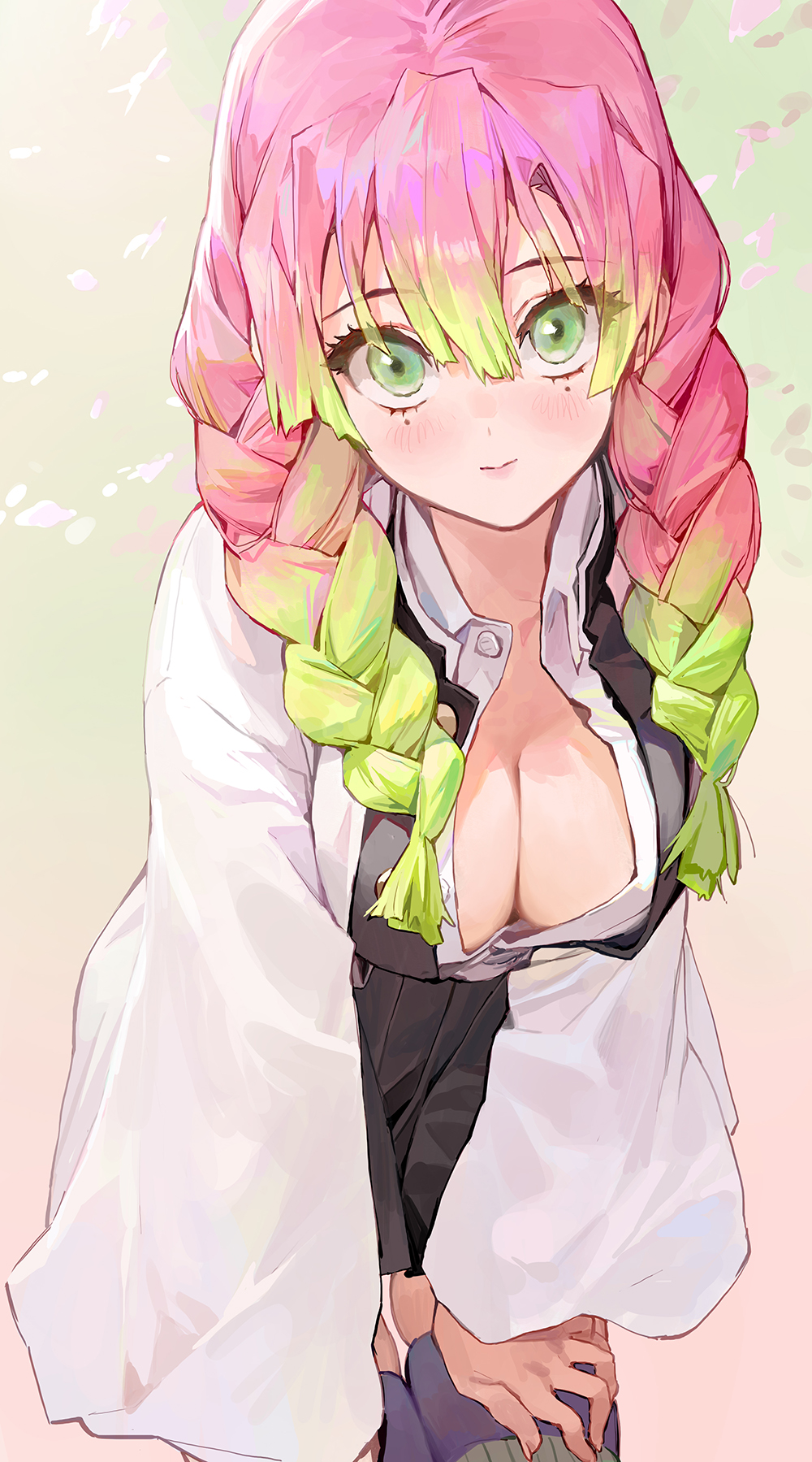 1girls, ass, big ass, breasts, cleavage, demon slayer, female, female focus, female only, jeonghee1414, kanroji mitsuri, large breasts, long hair, pink hair, pink-haired female, thick thighs, white skin, wide hips