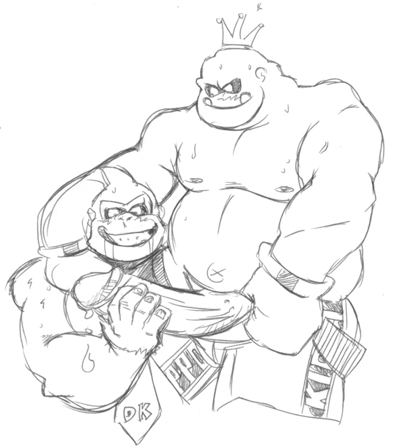 1anthro 1human 2boys anthro ape belly belly_button big_penis crossover crown donkey_kong donkey_kong_(series) erection fur furry gay gorilla handjob haplorhine holding holding_another's_penis holding_penis human interspecies king_hippo kong male male_only monochrome multiple_males musclegut muscles muscular muscular_anthro muscular_male necktie nintendo nipples no_humans penis punch-out!! punch_out saliva saliva_trail salivating sketch staticlustdemons sweat sweatdrop sweating sweaty tie uncolored wuffinarts yaoi