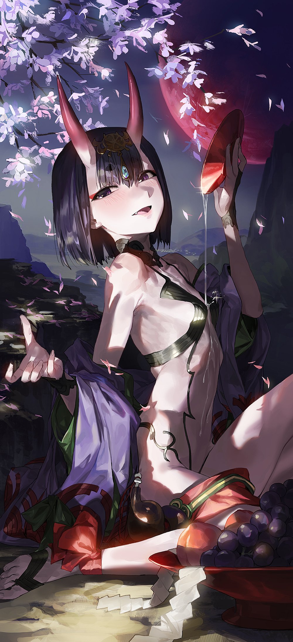 big_ass cleavage demon_girl horns jeonghee1414 oni short_hair small_breasts thick_thighs white_skin wide_hips