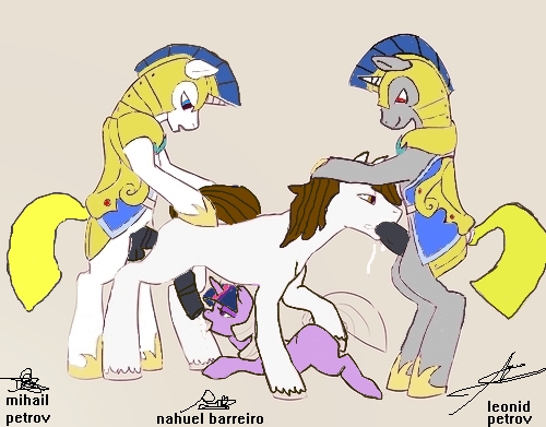 anal cum cum_in_mouth cum_inside dimitri fellatio friendship_is_magic horsecock my_little_pony oral original_character penis royal_guards_(mlp) spitroast straight_hair twilight_sparkle_(mlp)