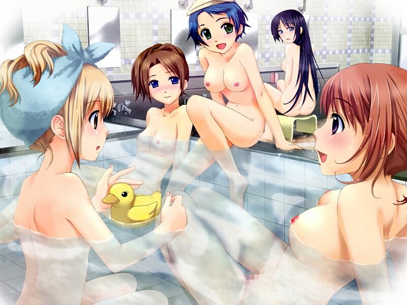 5girls ashikaga_haneru barefoot bath black_hair blonde_hair blue_eyes blue_hair blush breasts brown_hair censored feet_in_water female female_only game_cg ginta green_eyes hair_up haruse_uta legs long_hair miyama_ai nanjouji_yumeji nipples nude pink_hair purple_eyes rubber_duck saotome_tsukasa short_hair sitting soaking_feet sugar_+_spice towel water yellow_eyes