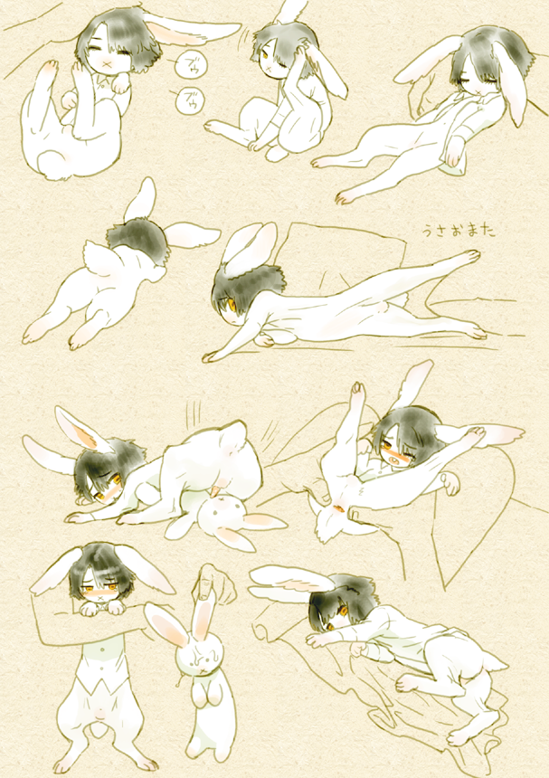 anus ass feral gay human isaki lagomorph male petting plushie plushofile rabbit size_difference spread_anus spreading