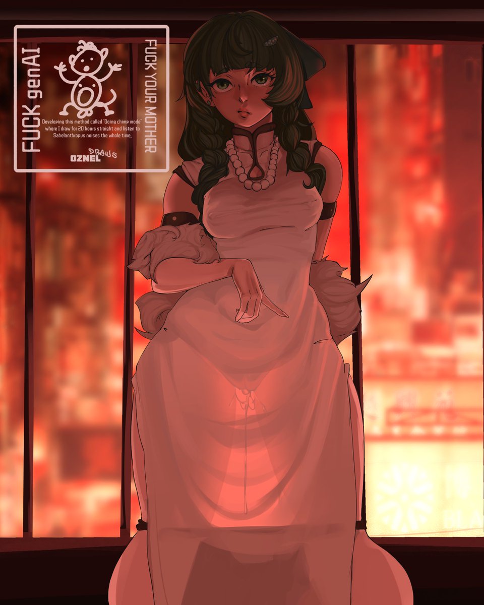 android, gacha, green eyes, green hair, hoyoverse, light skin, long nails, mihoyo, nipples, oznel, pussy, qingyi (zenless zone zero), tagme, translucent clothing, vagina, zenless zone zero