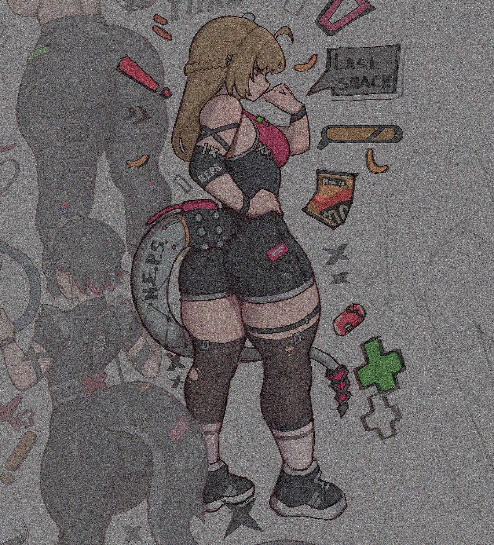 3girls, ass, big ass, big butt, breasts, cissia (zenless zone zero), clozzy01, ellen joe, female, female focus, female only, large ass, large breasts, light skin, light-skinned female, snake girl, thick thighs, thighs, wide hips, zenless zone zero, zhu yuan