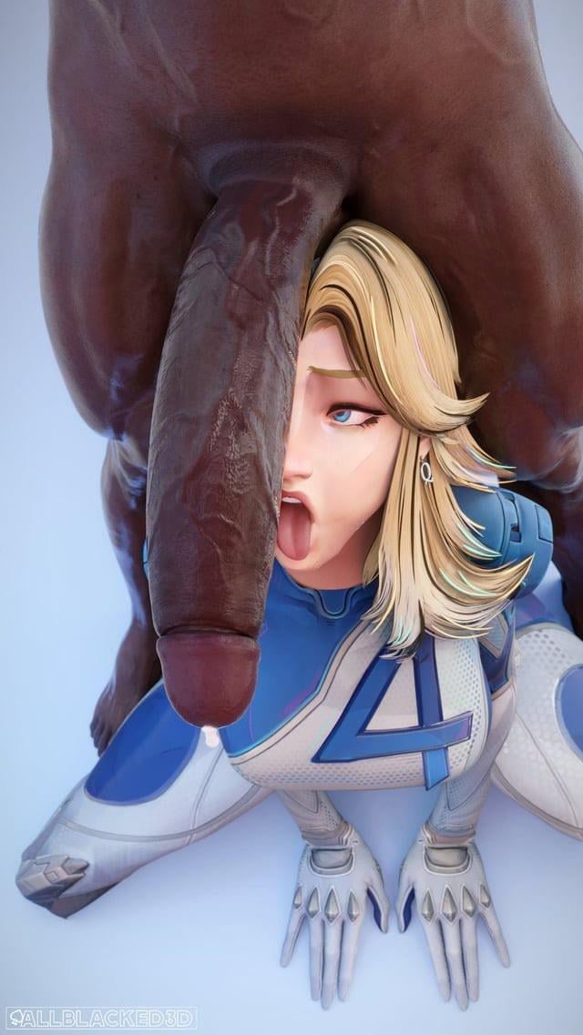 3d, allblacked3d, big breasts, big penis, cheating, cheating wife, clothed, clothed female, cock hungry, cock worship, cockslap, dark skin, dark-skinned male, fantastic four, fully clothed, hetero, interracial, invisible woman, invisible woman (marvel rivals), marvel, marvel comics, marvel rivals, naked, naked male, netorare, ntr, nude, nude male, straight, sue storm, tongue out