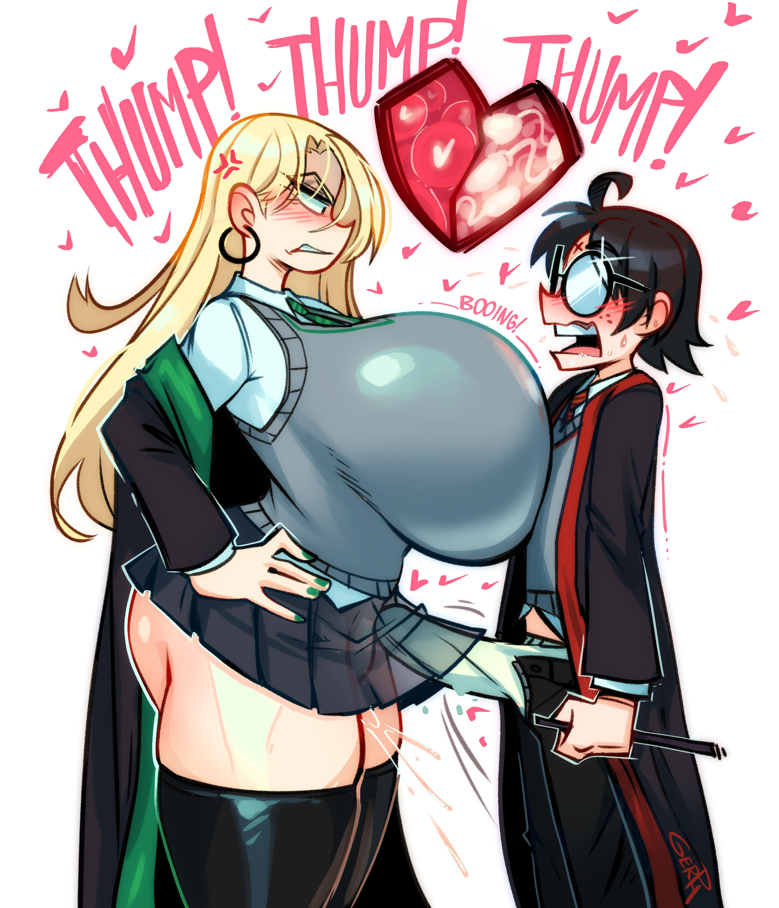 1boy, 1girls, 2026, 2d, artist name, big ass, big breasts, big butt, big cock, big penis, big thighs, blush, blush lines, blushing, blushing profusely, breasts bigger than head, clothing, color, curvy, curvy figure, draco malfoy, draco malfoy (redteneri), duo, erect penis, erection, female, female ejaculation, gerph, glasses, harry james potter, harry potter, huge ass, huge breasts, huge butt, huge thighs, imminent sex, large ass, large breasts, large butt, large cock, large penis, large thighs, larger female, leggings, legwear, light skin, light-skinned female, light-skinned male, long hair, male, male/female, miniskirt, nerd, nerdy, nerdy male, ovulating, ovulation, ovum, school uniform, schoolgirl, short hair, short skirt, side view, skirt, smaller male, sperm, sperm cell, squirting, stockings, straight, straight hair, thick, thick ass, thick hips, thick legs, thick thighs, thigh highs, thighhighs, thighs, very long hair, voluptuous, voluptuous female, watermark, wide hips, x-ray