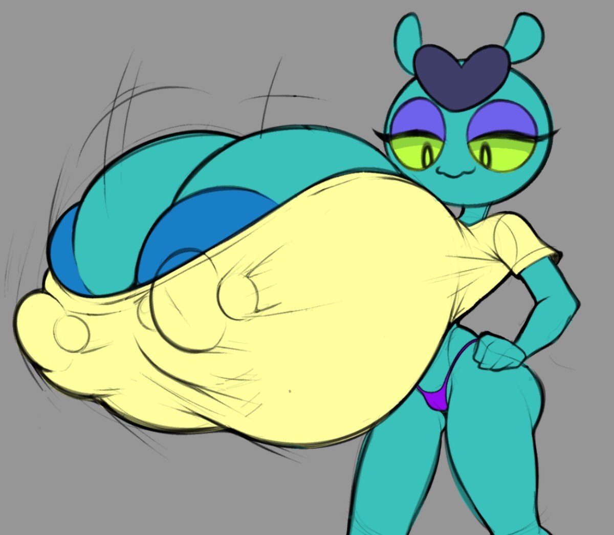 1girls, alien, alien girl, areola, areolae, big boobs, big breasts, brawl stars, denist lewd, edit, eve (brawl stars), eyelashes, green body, green eyes, huge boobs, huge breasts, insect, insect girl, nipple bulge, nipple piercing, panties, partially clothed, solo, solo female, supercell, underwear