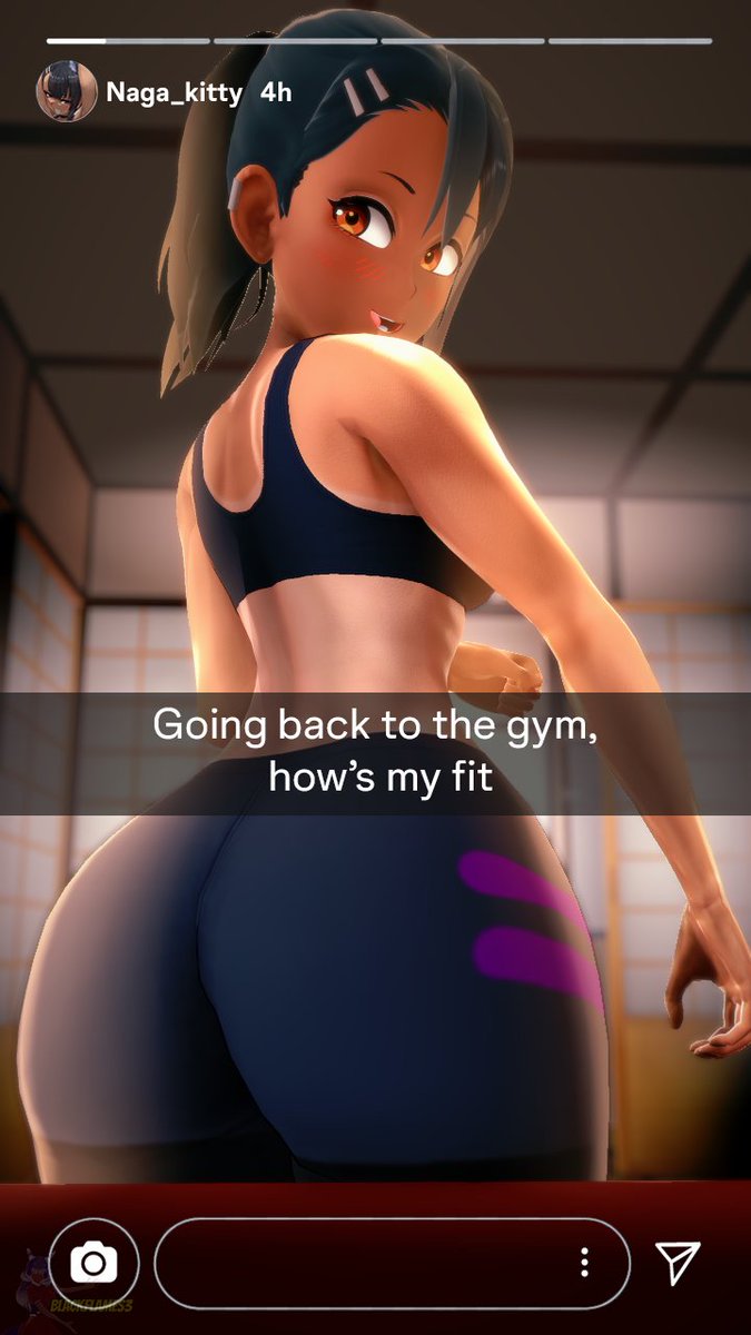 1girls, 3d, ass, athletic female, bike shorts, blackflames3, brown hair, female, gym, hayase nagatoro, koikatsu, looking back, phone, phone call, please don't bully me, nagatoro, selfie, sports bra, tan-skinned female, tanline, tanlines, text