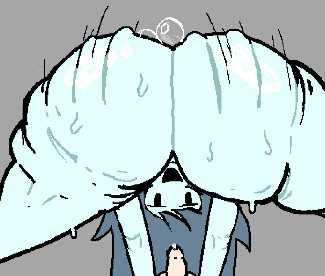 blue skin, burntkebab, ghost, ghost girl, huge ass, long hair, mob face, motion lines, self upload, small penis, smug, spooky (shojs), spooky's house of jump scares, spooky's jump scare mansion, sweaty ass, tagme, teasing, teasing with butt, twerking