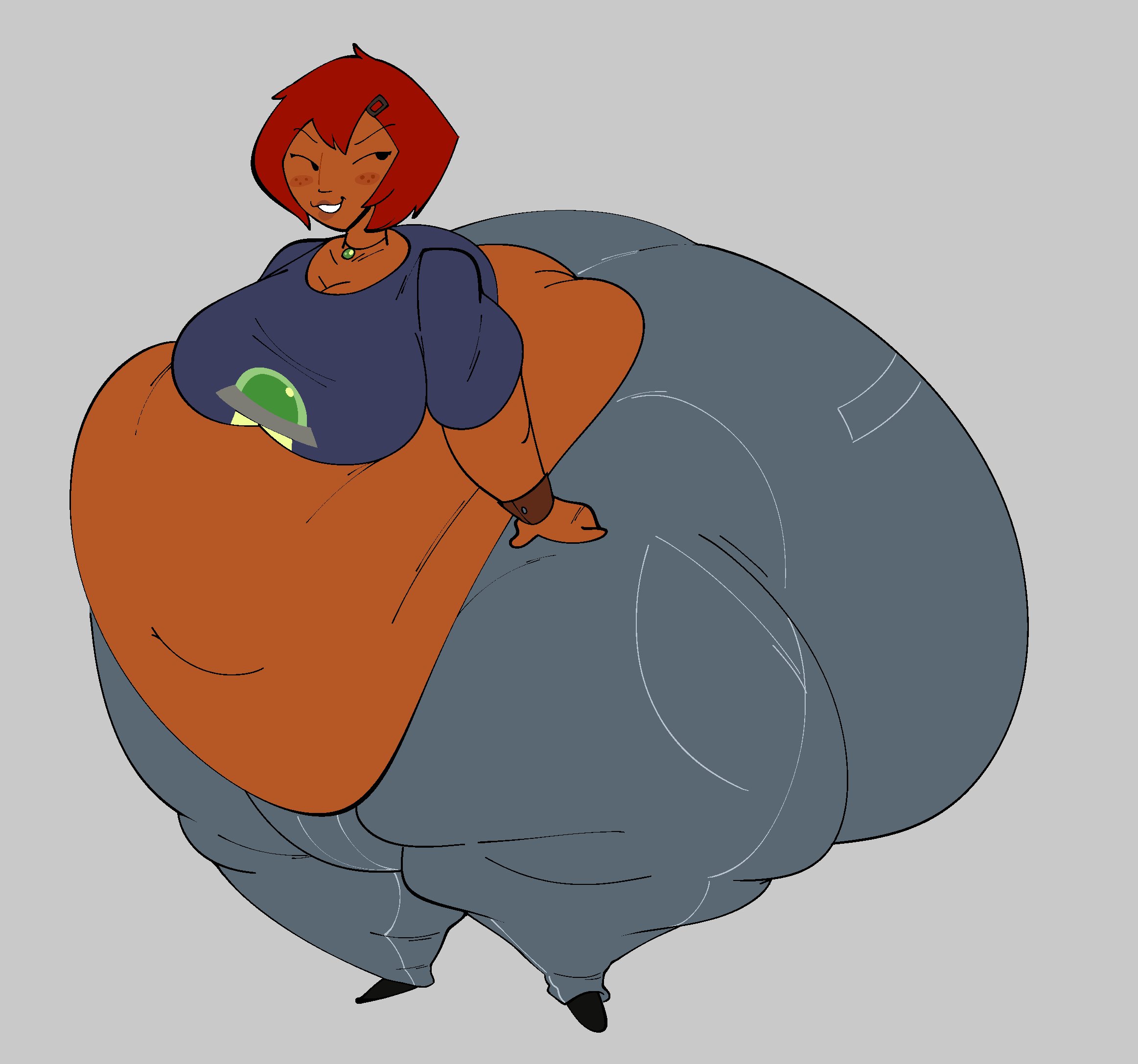 1girls, 2025, art trade, ass bigger than head, ass bigger than torso, ass cleavage, ass expansion, bbw, belly expansion, big ass, big breasts, blush, bottom heavy, breasts, breasts bigger than head, chubby, chubby female, cleavage, clothed, clothed female, expansion, expansion sequence, fat, fat arms, fat ass, fat belly, fat female, fat fetish, female, fizzooka, freckles, freckles on face, gaining weight, gigantic ass, hairclip, hi res, huge ass, huge belly, hyper ass, i wanna eat your guts, jeans, kate medrano, latina, morbidly obese, morbidly obese female, necklace, obese, obese female, overweight, overweight female, red hair, red-haired female, redhead female, shockwave animation, shoes, short hair, short-haired female, simple background, solid color background, solo, solo female, source not archived, ssbbw, tan skin, tan skinned female, thick thighs, weight gain, weight gain sequence, wide hips