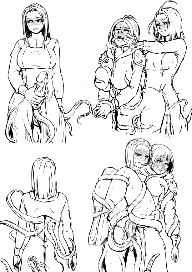 2018, 2girls, ass, big ass, big breasts, blush, breasts, corruption, cum, cum in ass, cum in pussy, cum inside, darkest dungeon, drd, excessive cum, female, fingering, futanari, intersex, long hair, monochrome, monster, monster girl, penis, penis growth, plague doctor, plague doctor (darkest dungeon), pussy, rape, restrained, sex, short hair, tentacle, tentacle sex, tongue, tongue out, vestal (darkest dungeon)