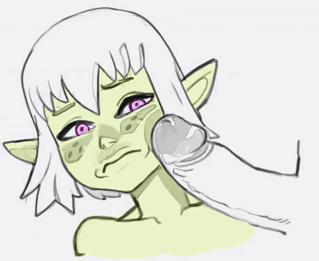 2d, 2d animation, artist name, artist request, blowjob, female, frame by frame, gif, goblin, goblin female, green skin, high resolution, humiliation, male, penis, penis in face, penis in mouth, penis on face
