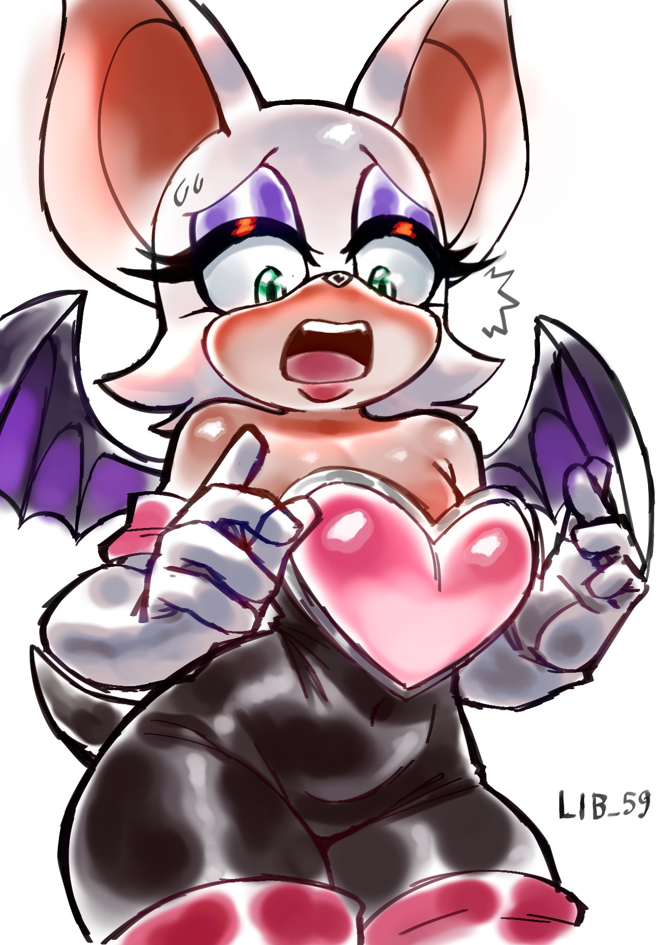 ass, bat, bat ears, bat girl, bat wings, big ass, big breasts, big butt, big thighs, big titties, breast shrinking, breasts, clothing, curvaceous, curvaceous female, curvaceous figure, curvy, curvy figure, curvy hips, female, female focus, female only, furry, furry female, furry only, lib 100, lib 59, looking at viewer, rouge the bat, sonic (series), sonic the hedgehog (series), thigh highs