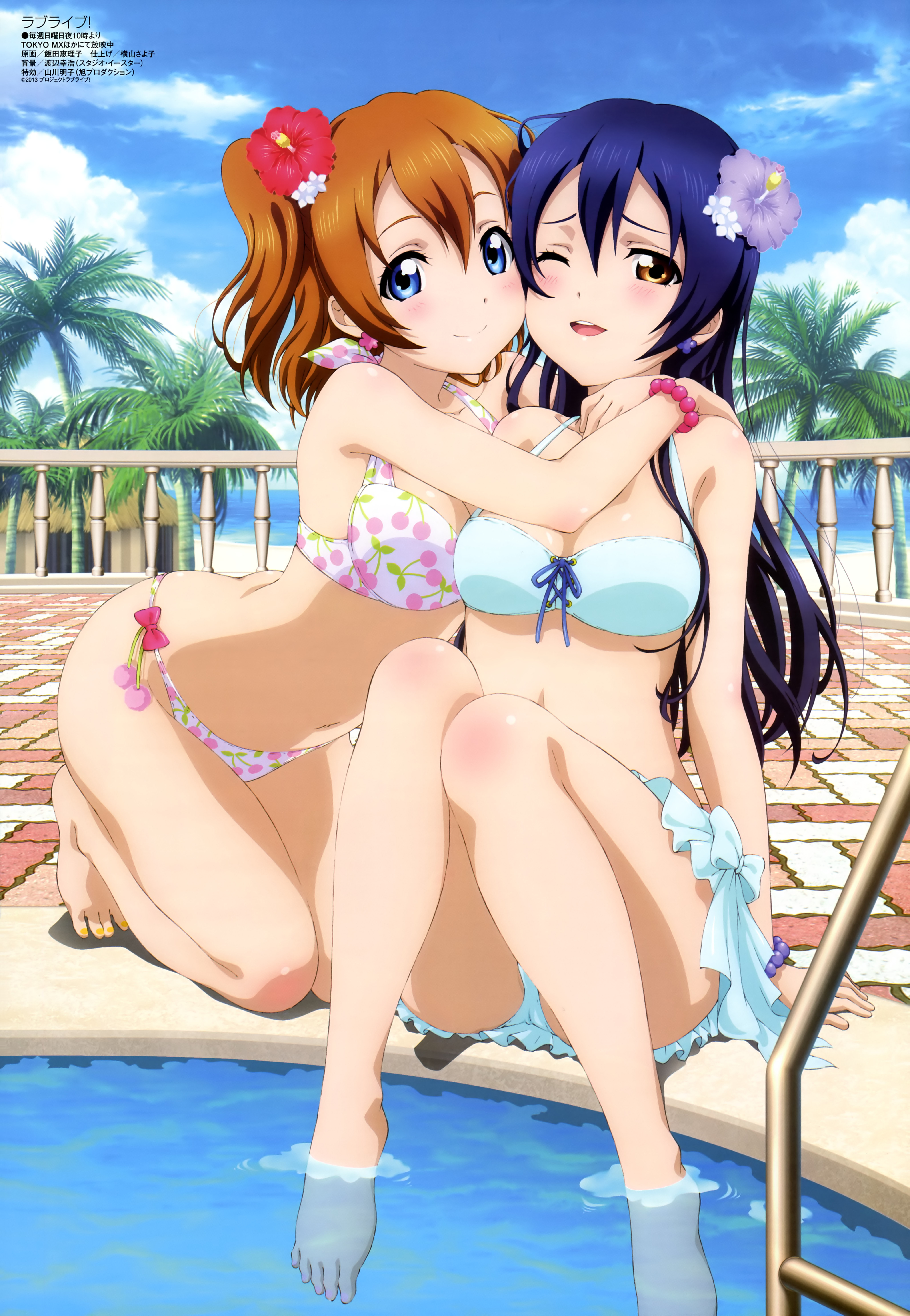 bikini, female, female only, human, iida eriko, kousaka honoka, love live!, love live! school idol project, multiple females, official art, sonoda umi