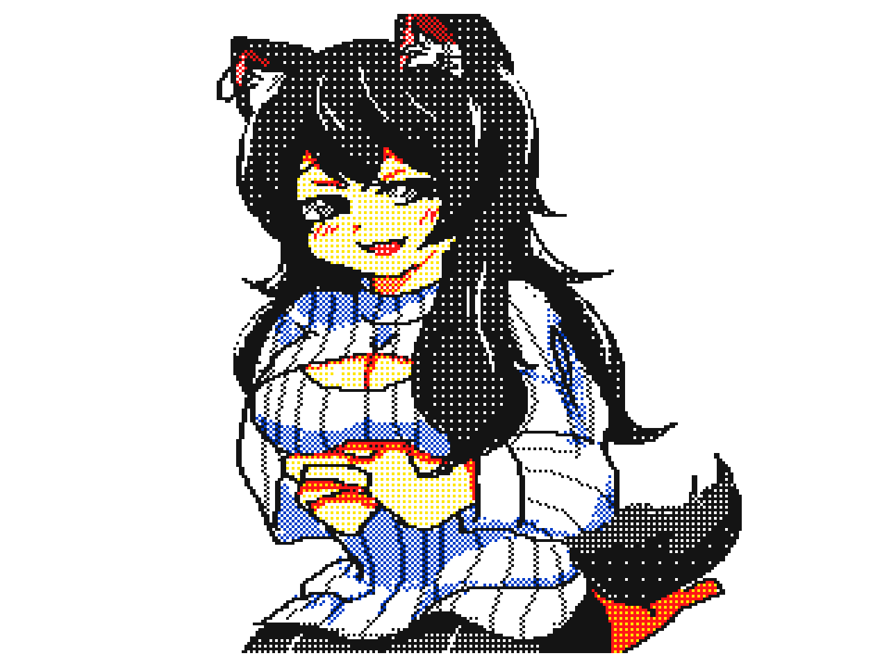 black_eyes black_hair blush clothing_cutout flipnote_studio flipnote_studio_(artwork) furry_tail kemonomimi myu_aneki oc pixel_art turtleneck turtleneck_sweater white_background