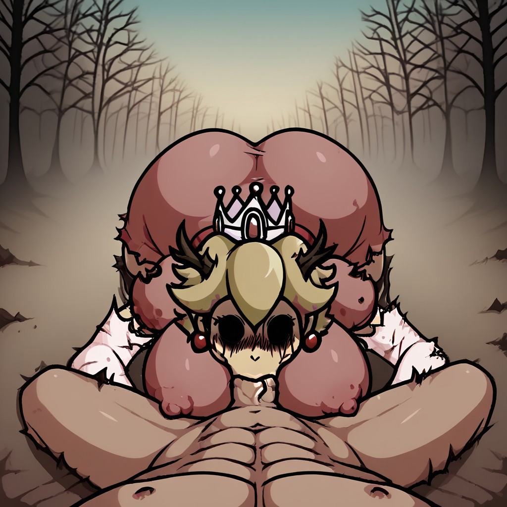 1boy 1girls ai_generated blonde_hair blowjob civitai clothed clothed_female clothed_female_nude_male clothing coronation_day_(creepypasta) creepypasta crown demon demon_horns dress earrings elbow_gloves empty_eyes entity female first_person_view forest forest_background gloves horns horror jewelry male male_pov mario_(series) marios_monday_night_massacre nightmare_fuel nightmare_waifu nipple_bulge nipples nipples_visible_through_clothing no_eyes oral oral_sex outdoors outside peach.exe pink_dress possessed pov princess princess_peach princess_peach_(coronation_day) royalty sucking_penis super_mario_world