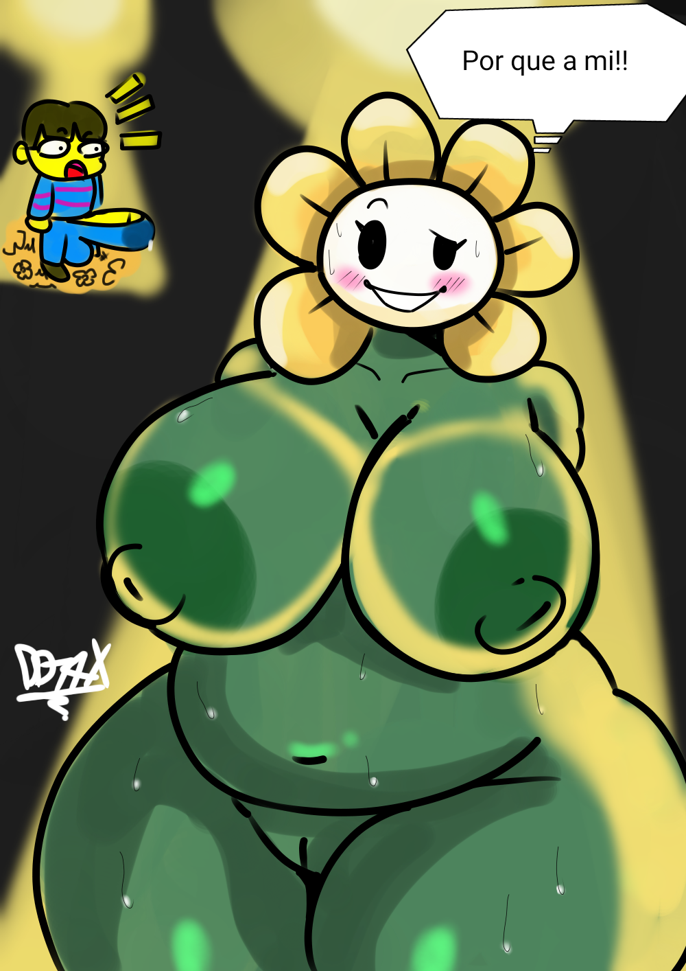 ass ass_focus ass_grab big_areola big_ass big_balls big_belly big_breasts big_nipples big_penis darkdemon74x flower flowey flowey_the_flower milf plant undertale undertale_(series) undertale_au undertale_fanfiction undertale_yellow