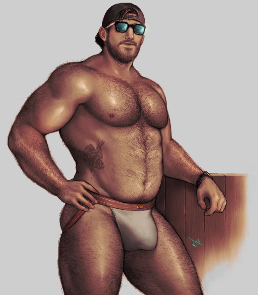 1boy, bara, blumnight, body hair, gay, grand theft auto, grand theft auto vi, hairy, jason duval, jockstrap, male only, solo, sunglasses