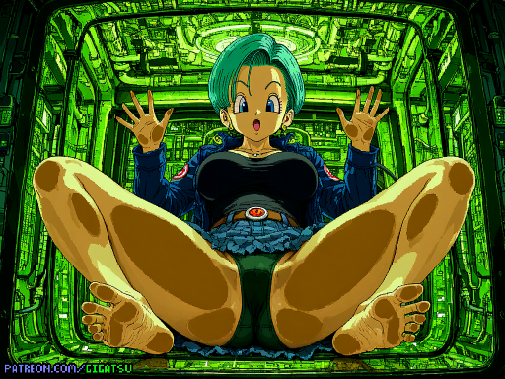 ai_generated barefoot bulma_briefs dragon_ball_z feet foot_fetish gigatsu glass milf panties pixel_art pressed_against pressed_on_glass sci-fi soles spread_legs