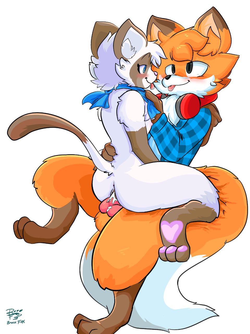 3:4 andromorph brock_(brock_fox) brock_fox canid canine duo felid feline female female/female feral fox hi_res intersex male male/male mammal toto_(pimnecone)