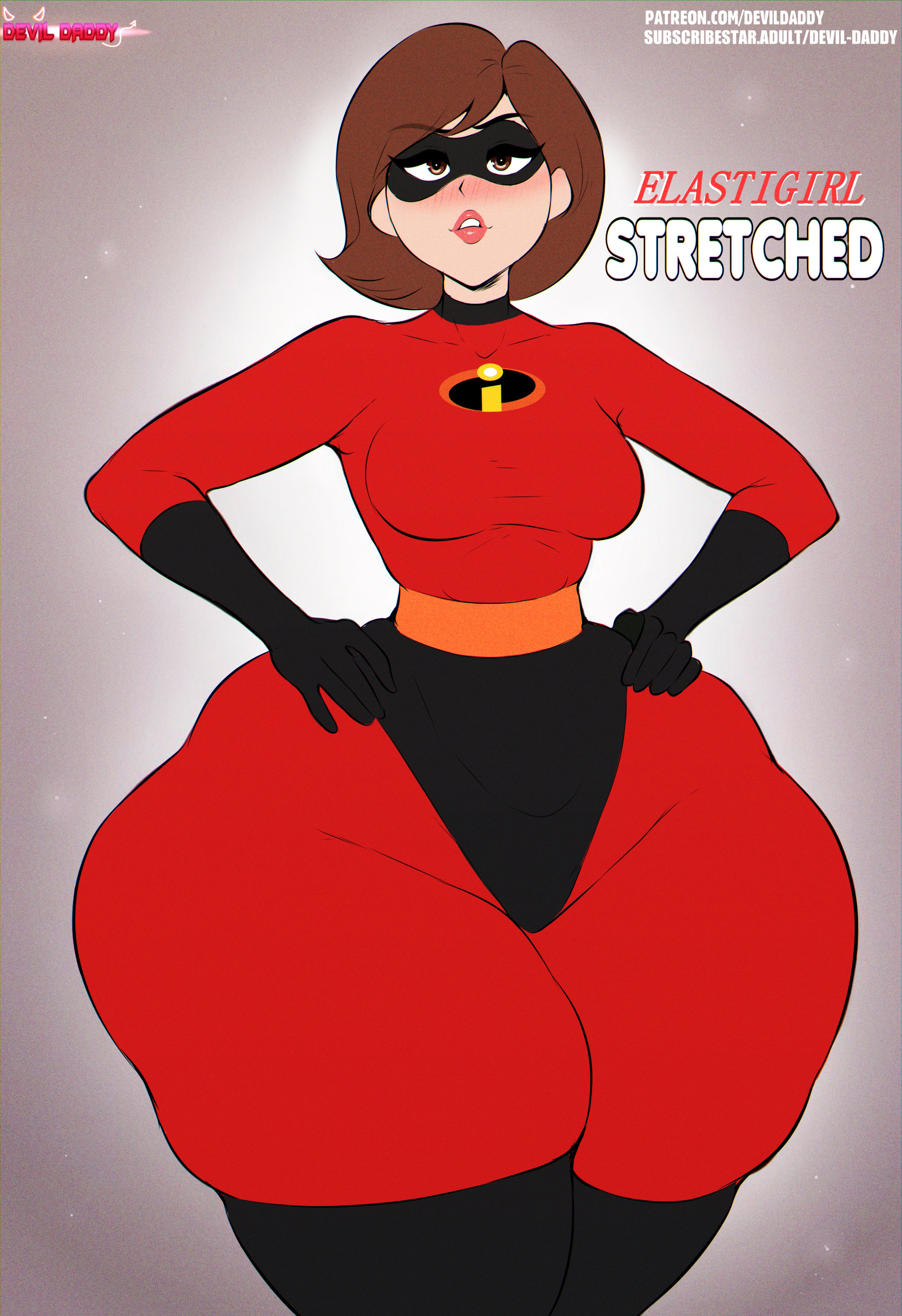 1girls, ass, big ass, big butt, breasts, brown hair, brunette hair, comic, comic cover, confident, curvy, curvy figure, devil daddy, dialogue, domino mask, elastigirl, facing viewer, fat thighs, female, gigantic ass, hand on hip, helen parr, hi res, highres, huge ass, huge butt, imminent rape, imminent sex, jiggling ass, light skin, light-skinned female, looking at viewer, mask, masked female, massive ass, massive butt, massive thighs, mature, mature female, milf, narrow waist, pixar, pixar mom, short hair, skin tight, small breasts, small waist, smooth skin, superhero costume, superheroine, the incredibles, the incredibles 2, thick thighs, thin waist, thug, thunder thighs, thunderthighs, tight clothing, voluptuous, wide hips