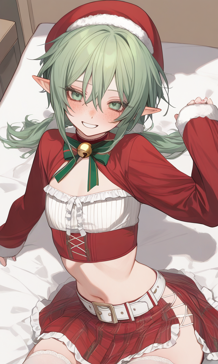ai_generated big_ass christmas christmas_elf christmas_outfit elf femboy feminine_male petite trans_woman