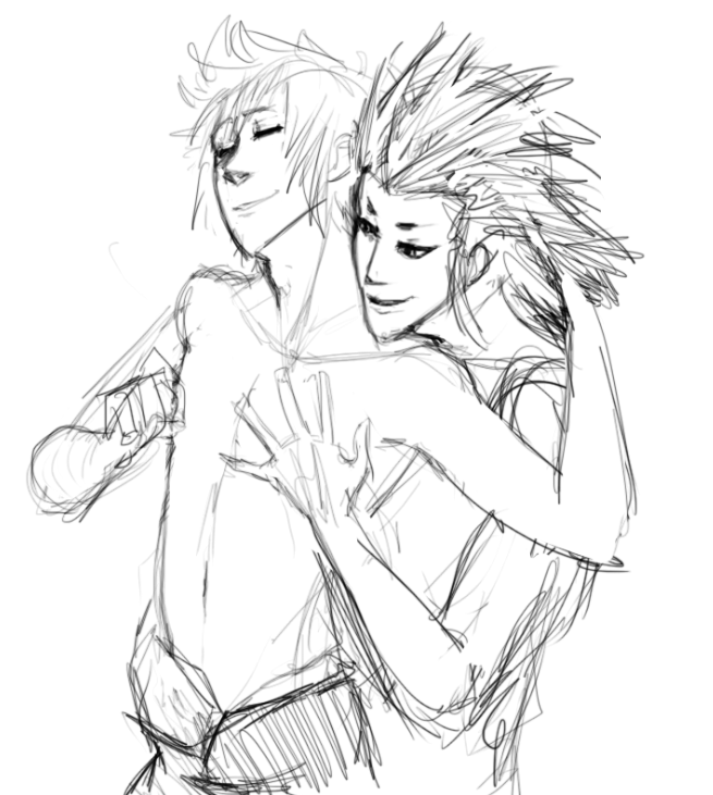 2boys axel gay kingdom_hearts monochrome roxas yaoi