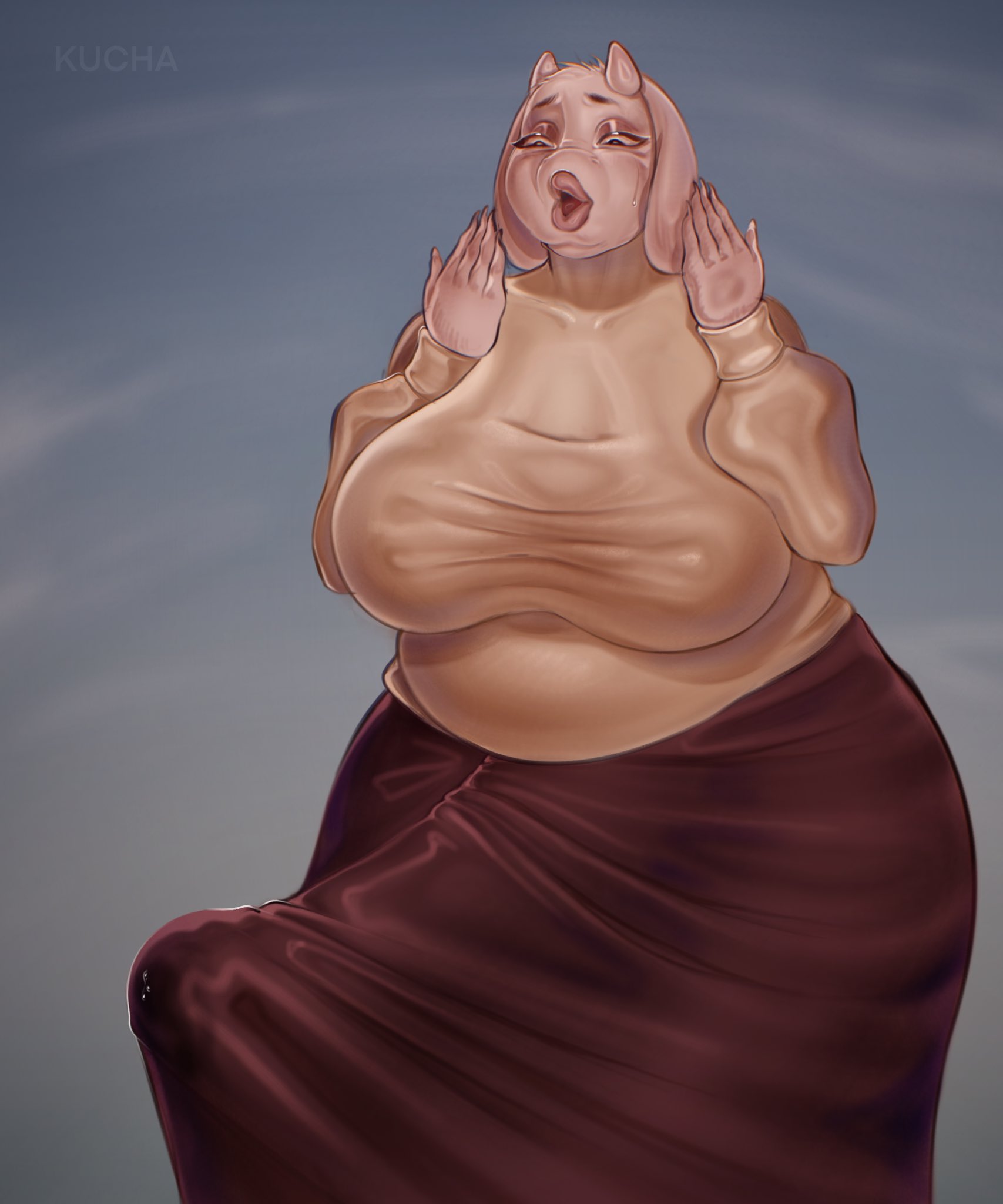 1futa, anthro, arcueid brunestud, arcueid brunestud (cosplay), bbw, big breasts, big lips, big penis, bulge, bulge under clothes, busty, chubby, cosplay, dick, dickgirl, erect penis, erection, erection under clothes, fat cock, furry, futa only, futanari, goat, goat ears, horns, huge breasts, huge cock, kucha, kuchavatii, large breasts, large penis, melty blood arcueid figure (meme), meme, mostly clothed, penis, penis outline, penis under clothes, plump, precum, precum drip, reference image, sweat, tagme, toriel, tsukihime, undertale