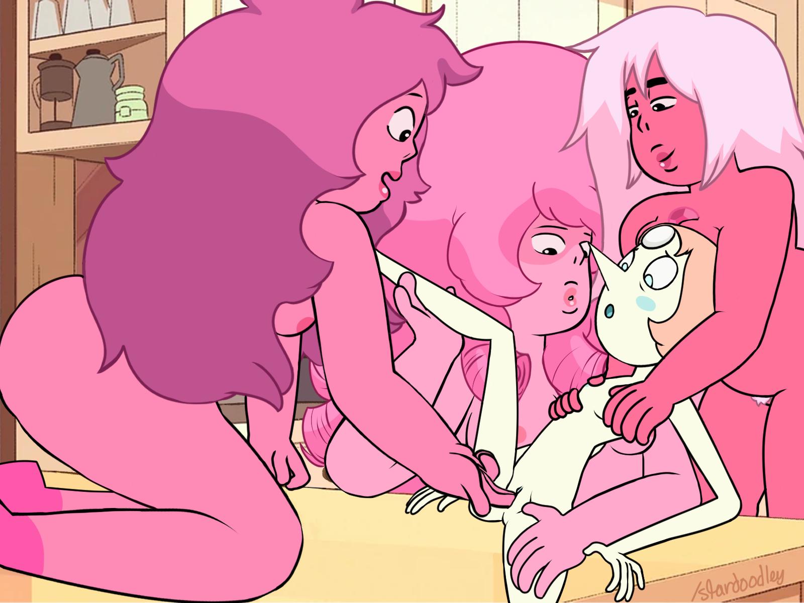 cartoon network, female, fingering, hippie rose (steven universe), orgy, pearl (steven universe), shy rose (steven universe), steven universe, superfan rose (steven universe), yuri