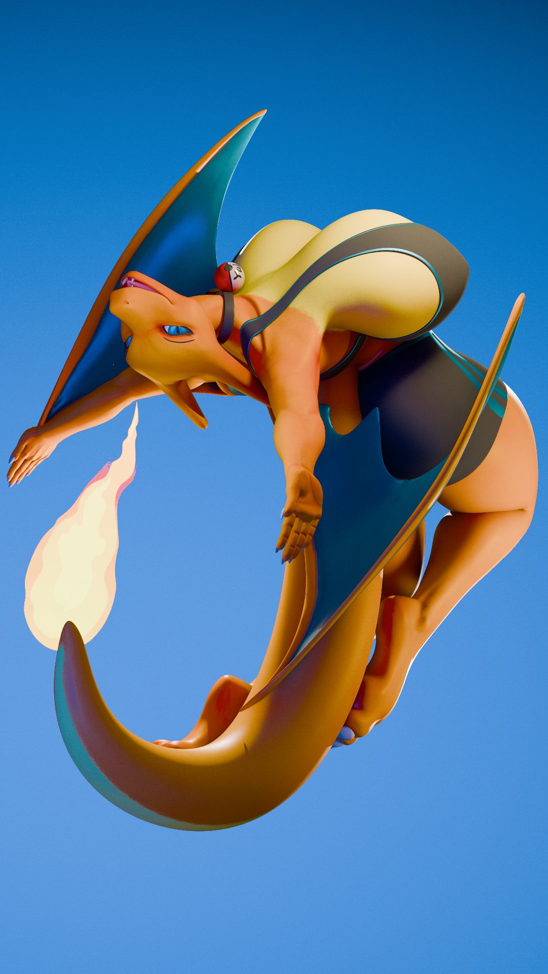 1girls, 2020s, 2026, 3d, 3d (artwork), 5 fingers, anthro, anthro female, anthrofied, back boob, backboob, big boobs, big breasts, big hips, big thighs, big tits, big titties, blue background, blue eyes, boobs, breasts, charizard, cleavage, cleavage overflow, clothed, clothed female, clothes, curvy, curvy body, curvy female, curvy figure, curvy thighs, digital media, digital media (artwork), dragon, dragon girl, dragon humanoid, dragon tail, dragoness, eyebrows, eyelashes, eyes, eyes open, feet, female, female focus, female only, fingernails, fingers, fit, fit female, generation 1 pokemon, girl, gym clothes, gym clothing, gym shorts, hips, horn, horned female, horned humanoid, horns, humanoid, large boobs, large breasts, large tits, lizard, lizard girl, lizard humanoid, lizard tail, looking at viewer, mouth open, multicolored body, multicolored scales, nails, non-human, open mouth, orange body, pokeball, pokeball collar, pokemon, pokemon (species), pokemon rgby, pose, posing, reptile, reptile girl, reptile humanoid, reptilian, revealing clothes, revealing clothing, revealing outfit, scalie, scalie female, scalie humanoid, scalie only, sexually suggestive, shorts, side boob, sideboob, simple background, slightly chubby anthro, smile, smiling, smiling at viewer, snout, starter pokemon, suggestive, suggestive look, tank top, thick thighs, thighs, tits, toes, tongue, two tone body, two tone scales, two-tone body, two-tone scales, wide thighs, winged humanoid, wings, yuki (evov1), yukizard (evov1)