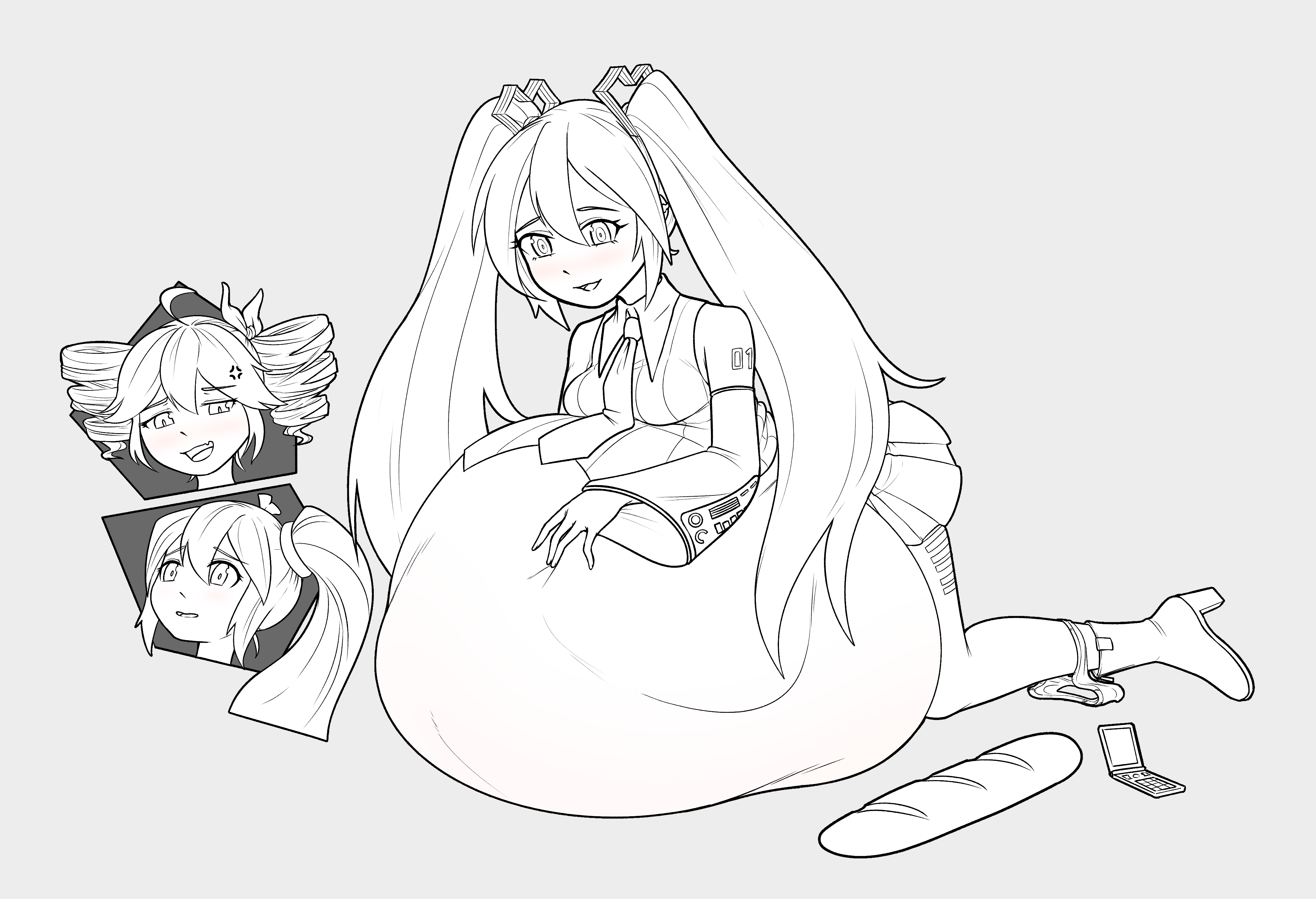 akita neru, female, female only, female prey, hatsune miku, hatsune miku (vocaloid6), kasane teto, maiesen, multiple prey, safe vore, same size vore, soft vore, struggling, struggling prey, triple baka (vocaloid), unbirth, unbirthing, unwilling, unwilling prey, unwilling vore, utau, vocaloid, vore, vore belly, willing prey, willing vore