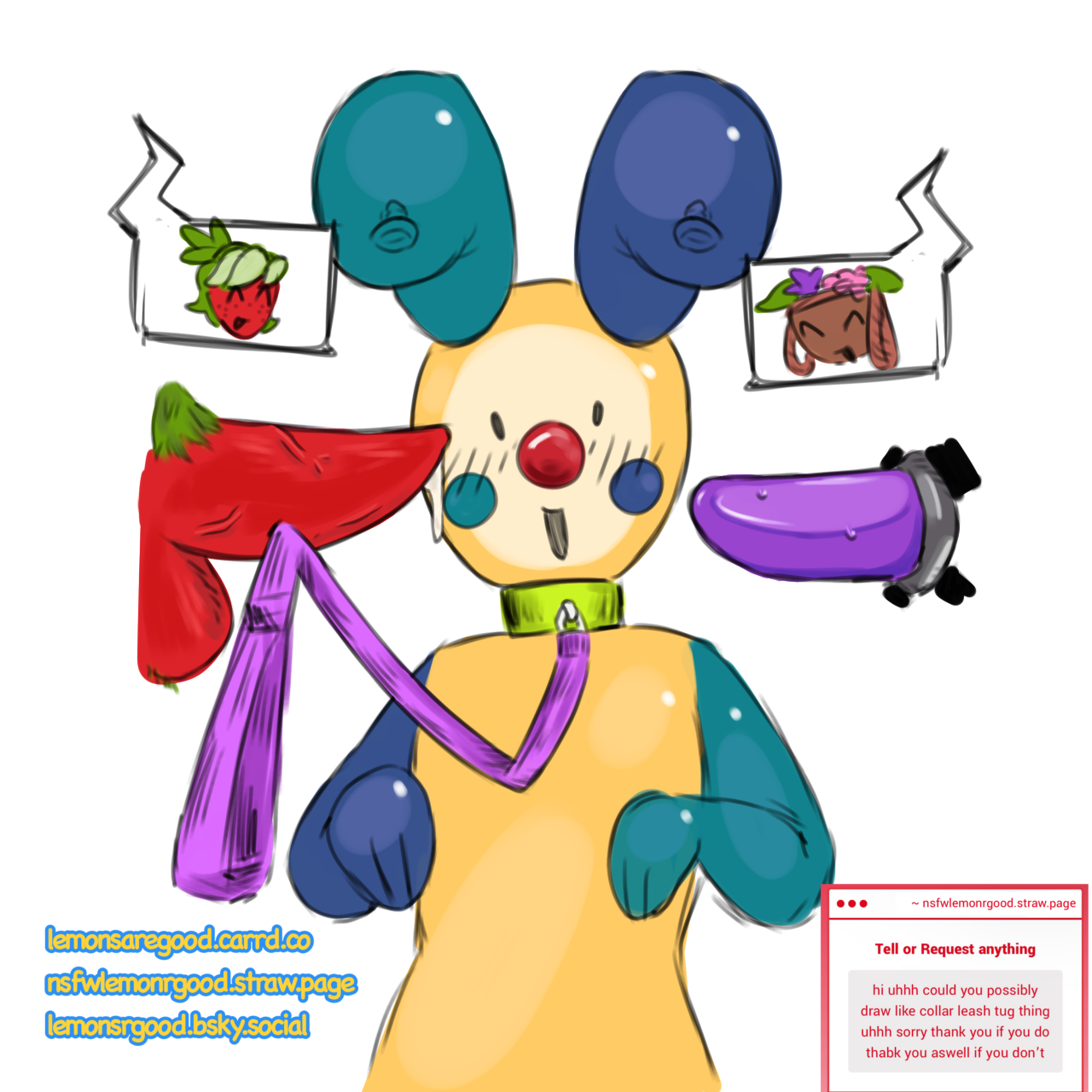 bassie (dandy's world), cock, cum, dandy's world, dandys world, dildo, gay, gay anal, gay male, gay sex, homosexual, homosexual male, homosexual sex, leash, lemonsaregood, looey (dandy's world), male only, male penetrated, male/male, show-time looey, sprout (dandy's world), strap-on