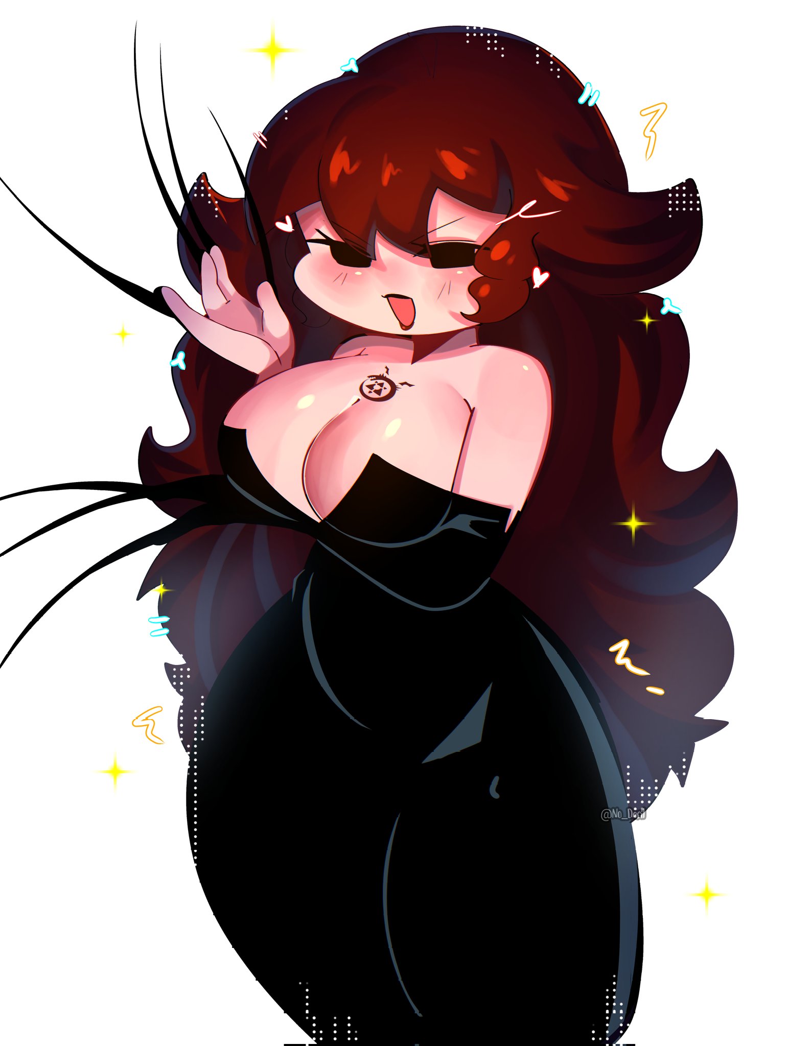 big breasts, black dress, blush, blush lines, breasts, exposed breasts, exposed shoulders, female, friday night funkin, fullmetal alchemist, girlfriend (friday night funkin), hair, hips, hips wider than shoulders, long hair, looking at viewer, lust (fullmetal alchemist), no desi1, tagme, thick thighs, thighs, tight, tight clothes, tight clothing, tight dress, tight fit