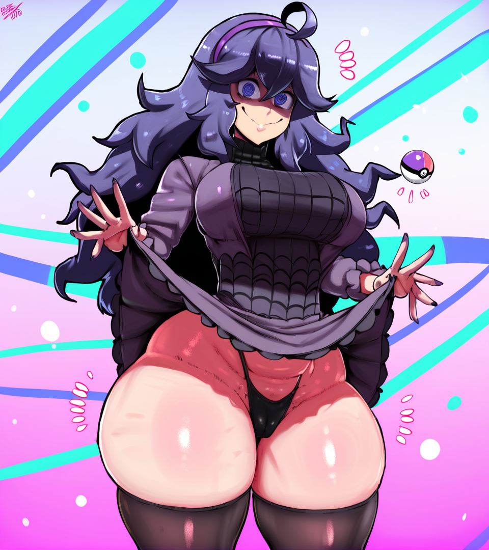 ai_generated big_breasts bubble_butt curvy d-art_style female girl goth hex_maniac pokemon pokemon_trainer skirt solo thick thick_thighs zoemimieux